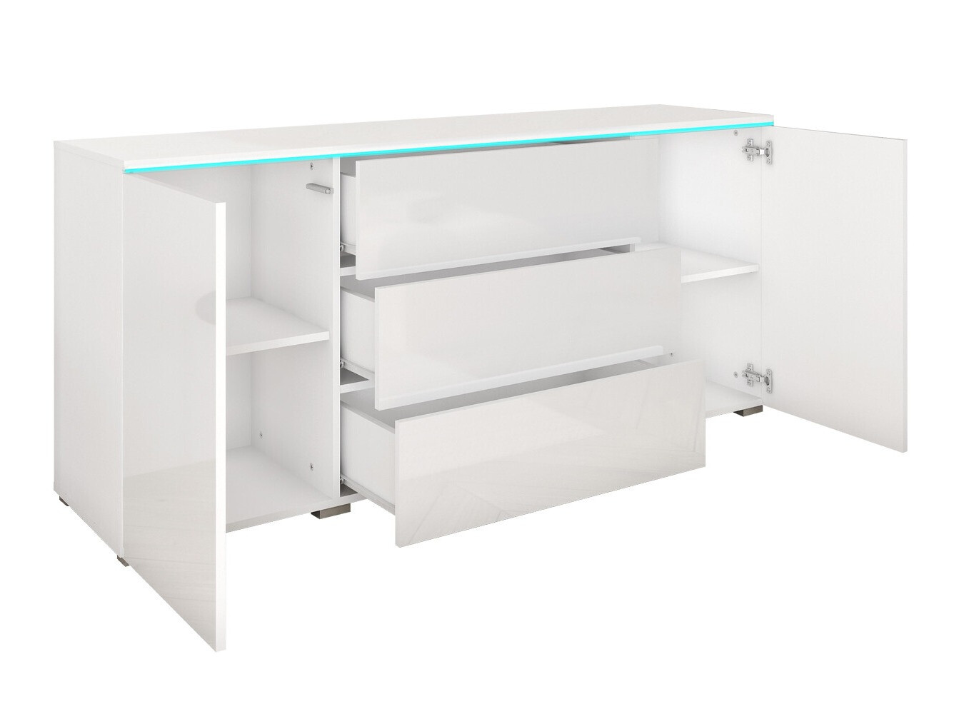 Kumode Sarasota 142 (Matera pelēks + Glancēts balts)