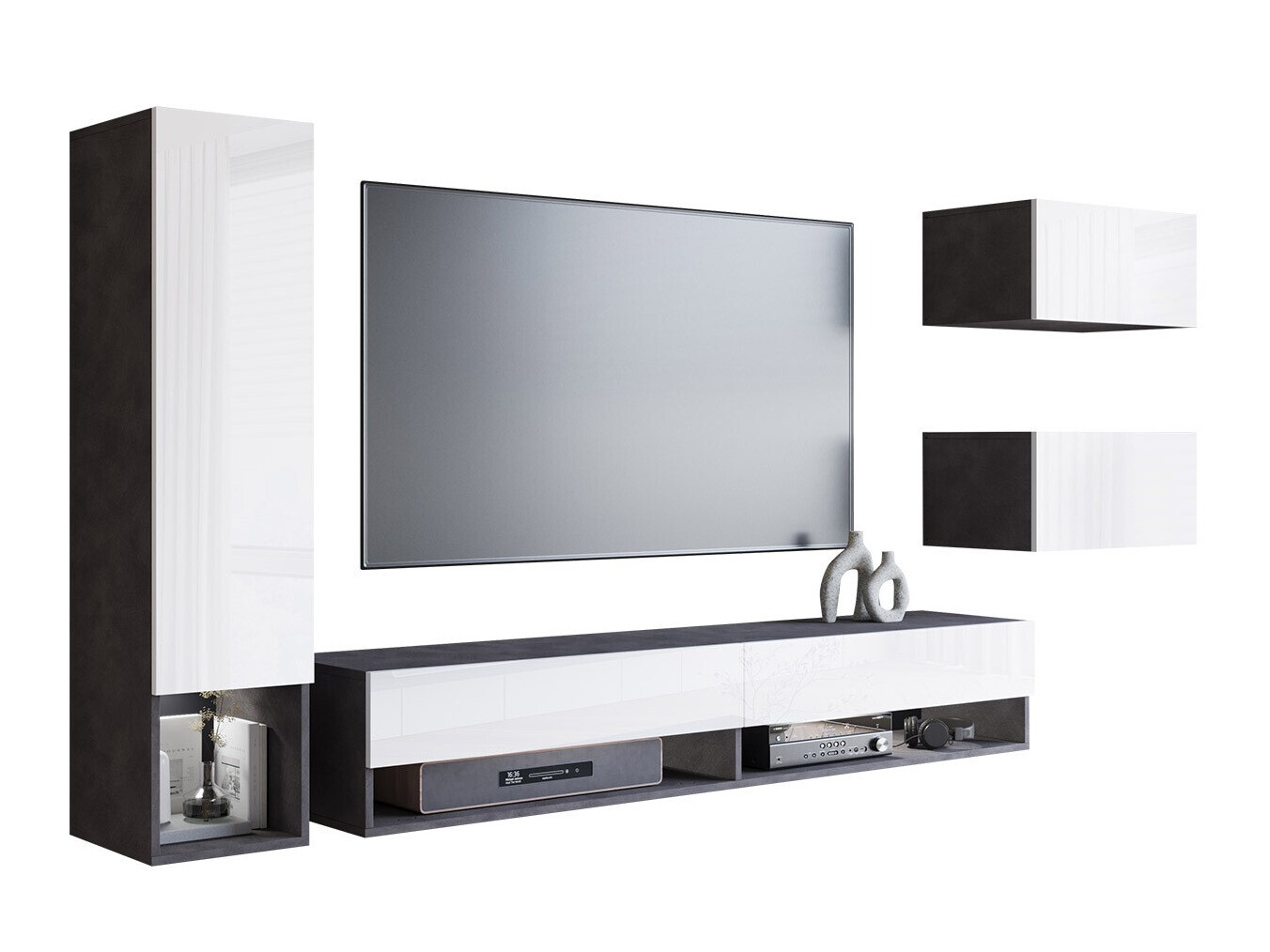 Набор для гостиной Sarasota 124 (Матера серый + Глянцевый белый)