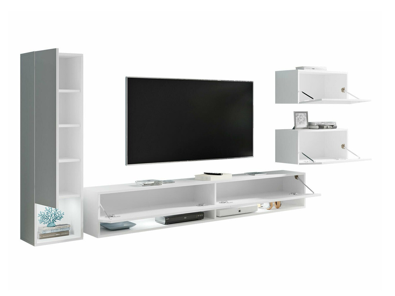 Набор для гостиной Sarasota 124 (Матера серый + Глянцевый белый)