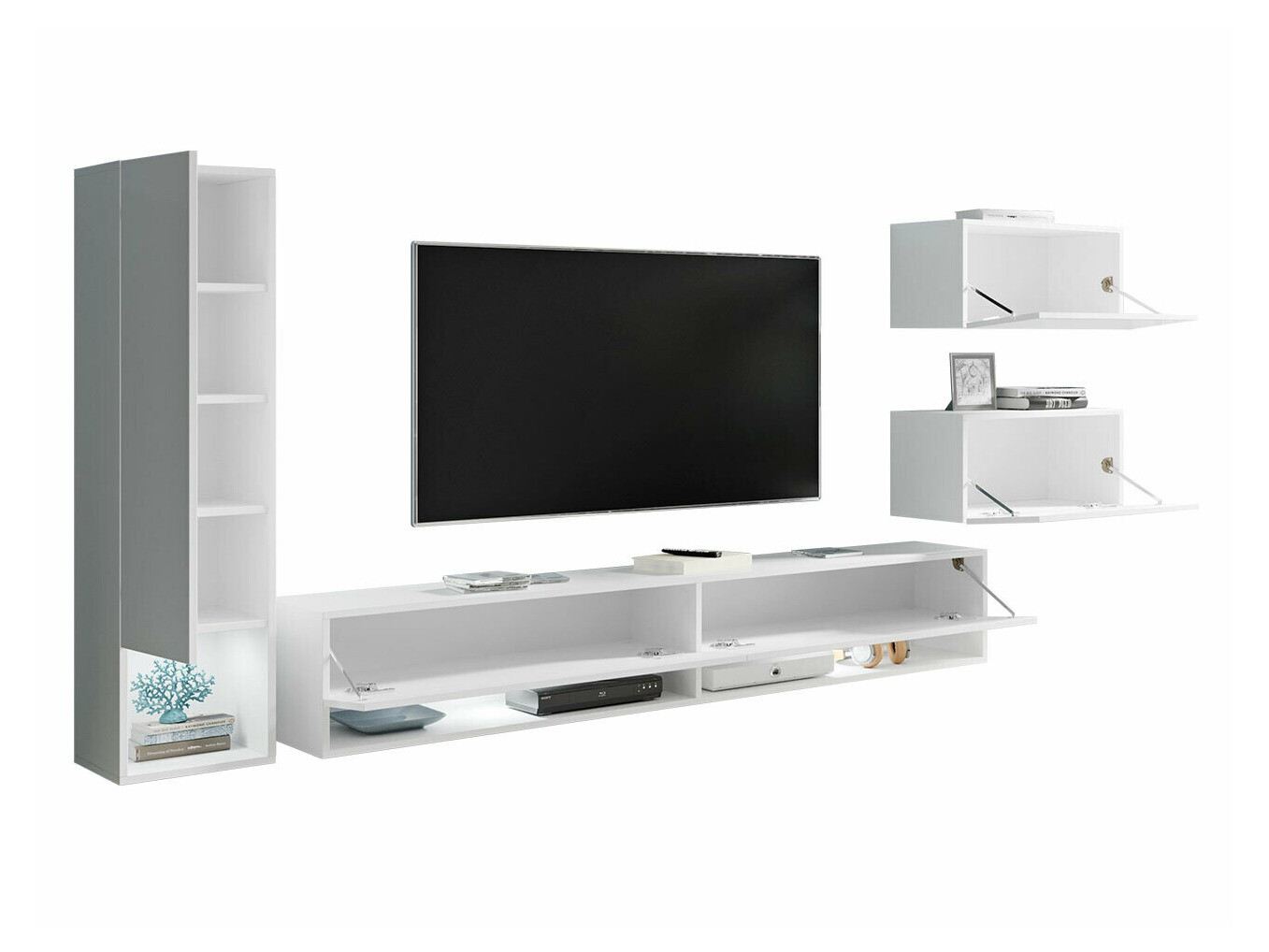 Viesistabas komplekts Sarasota 124 (Matera pelēks + Glancēts balts)