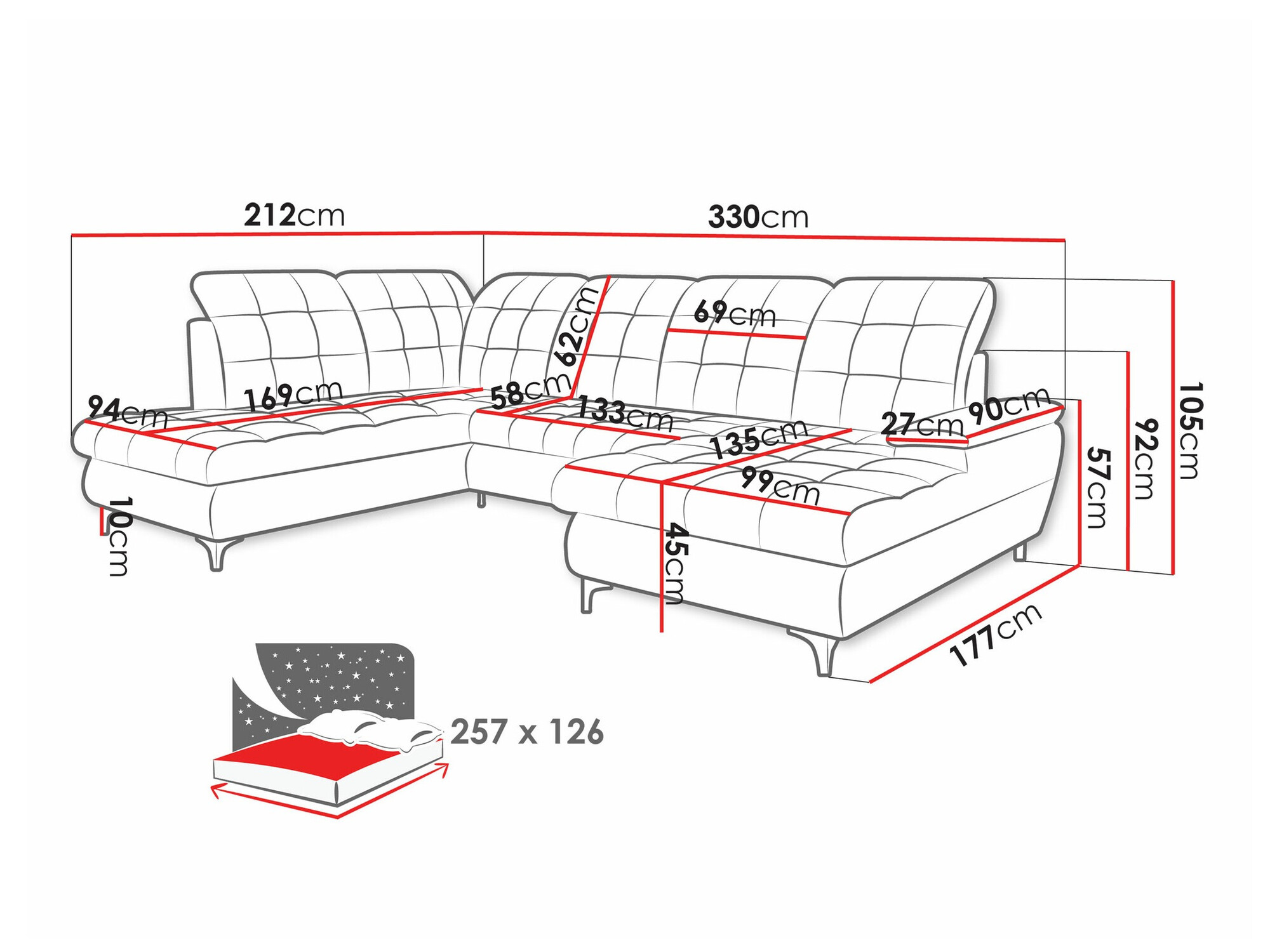 Stūra dīvāns Sanford 100 (Manila 16)
