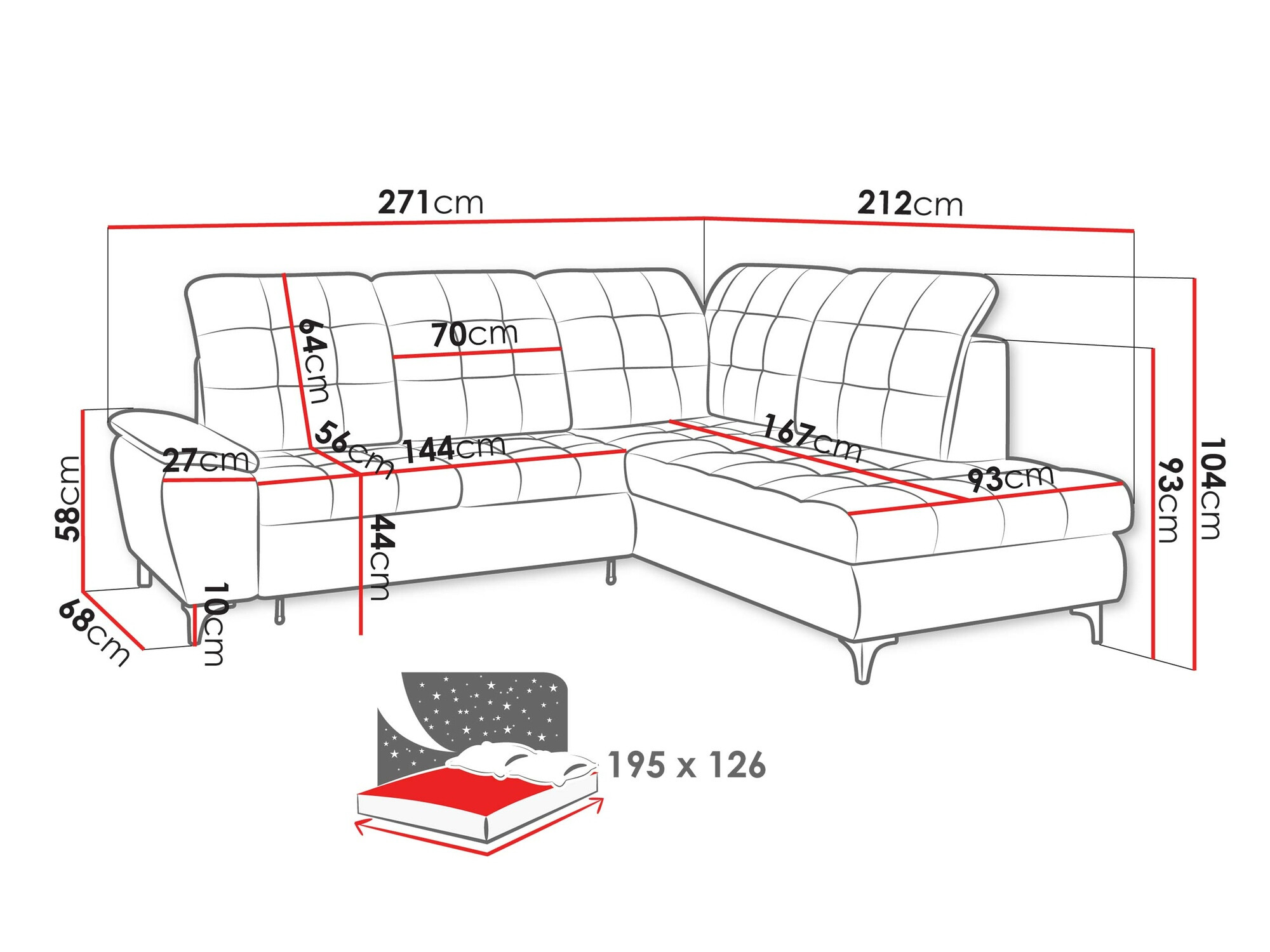 Stūra dīvāns Sanford 101 (Manila 16)