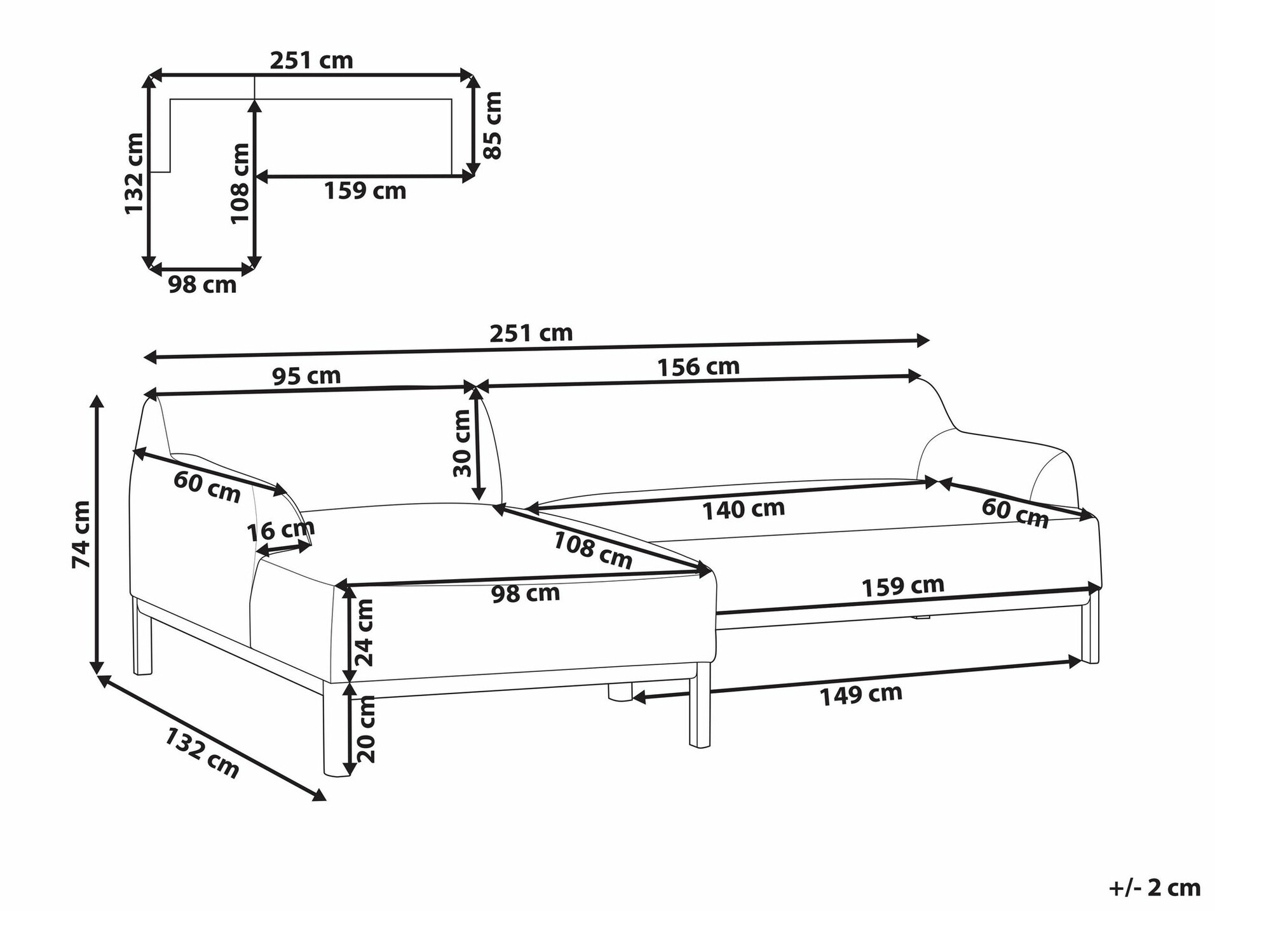 Угловой диван Berwyn 2229 (Чёрный)