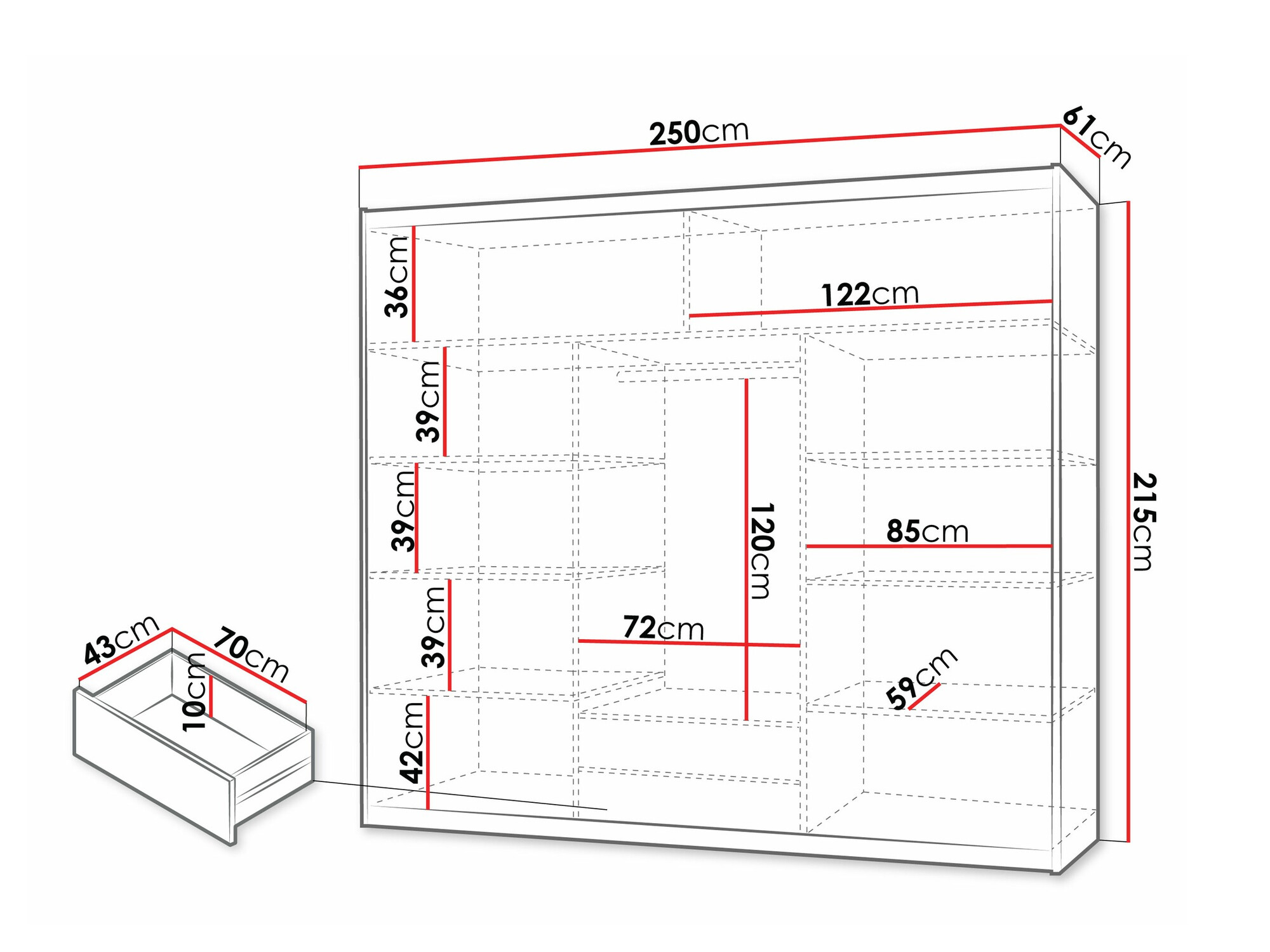 Skapis Honolulu 119 (Balts)
