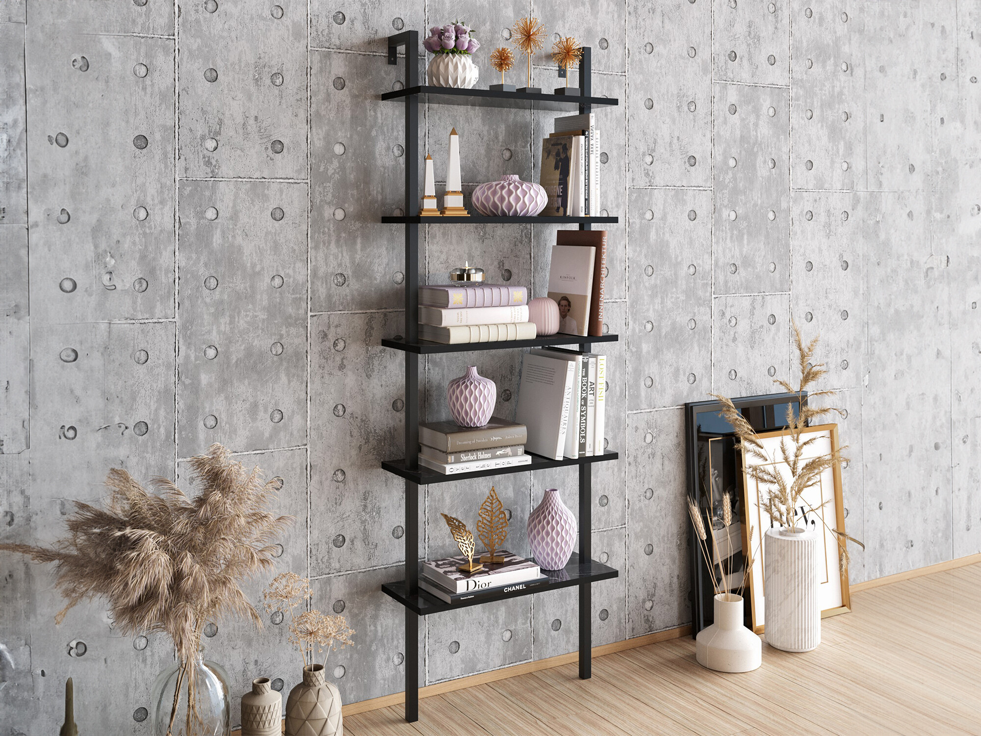 Plaukts Kailua 1027 (Melns + Melnais marmors)