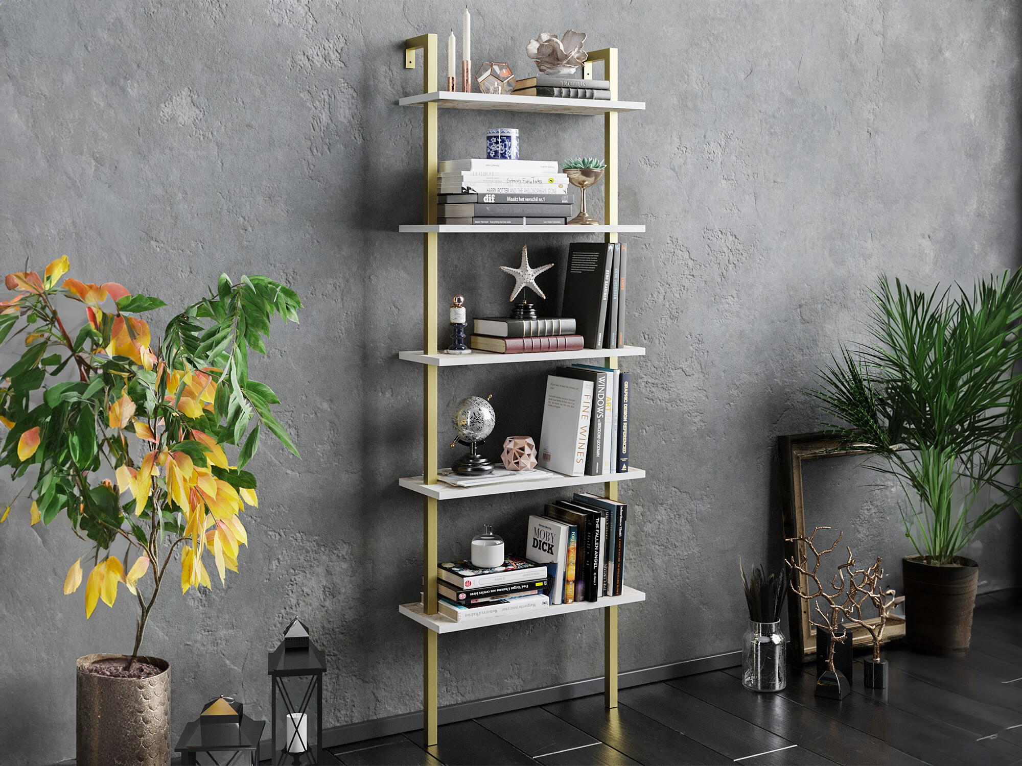 Стеллаж Kailua 1027 (Белый + Золотой)