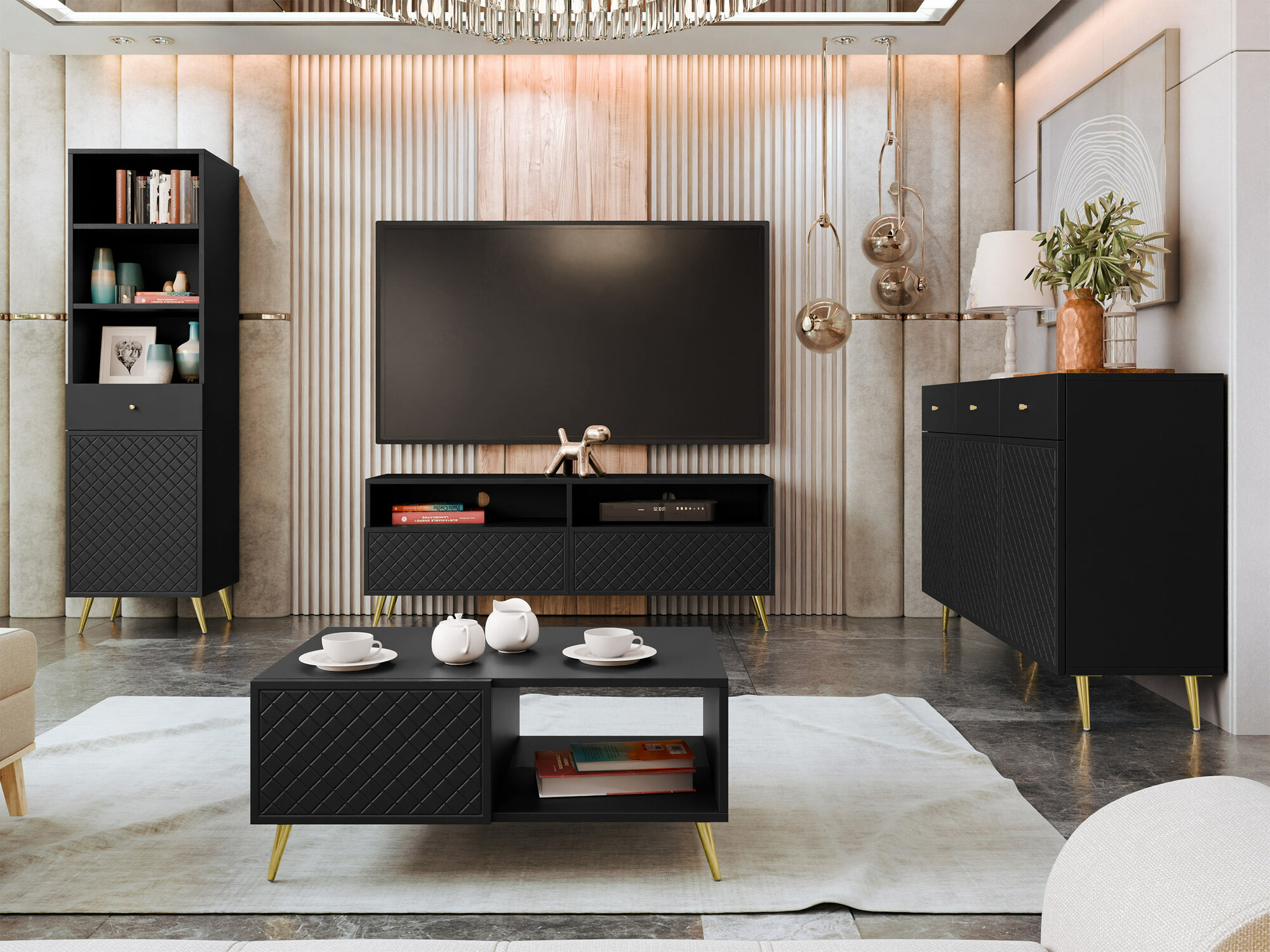 TV galds Comfivo Pavo (Melns)