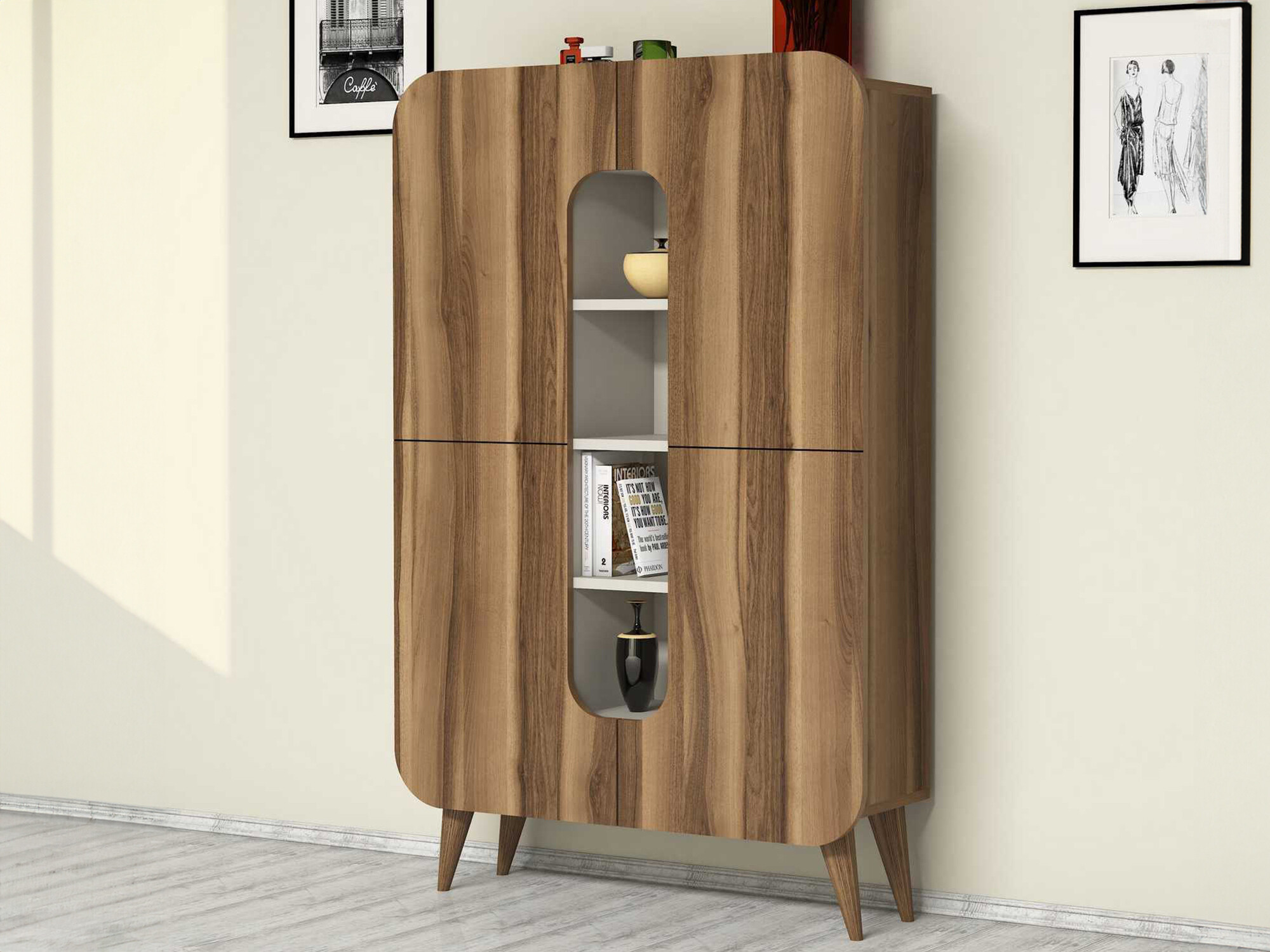 Стеллаж Kailua 340 (Орех + Крем)