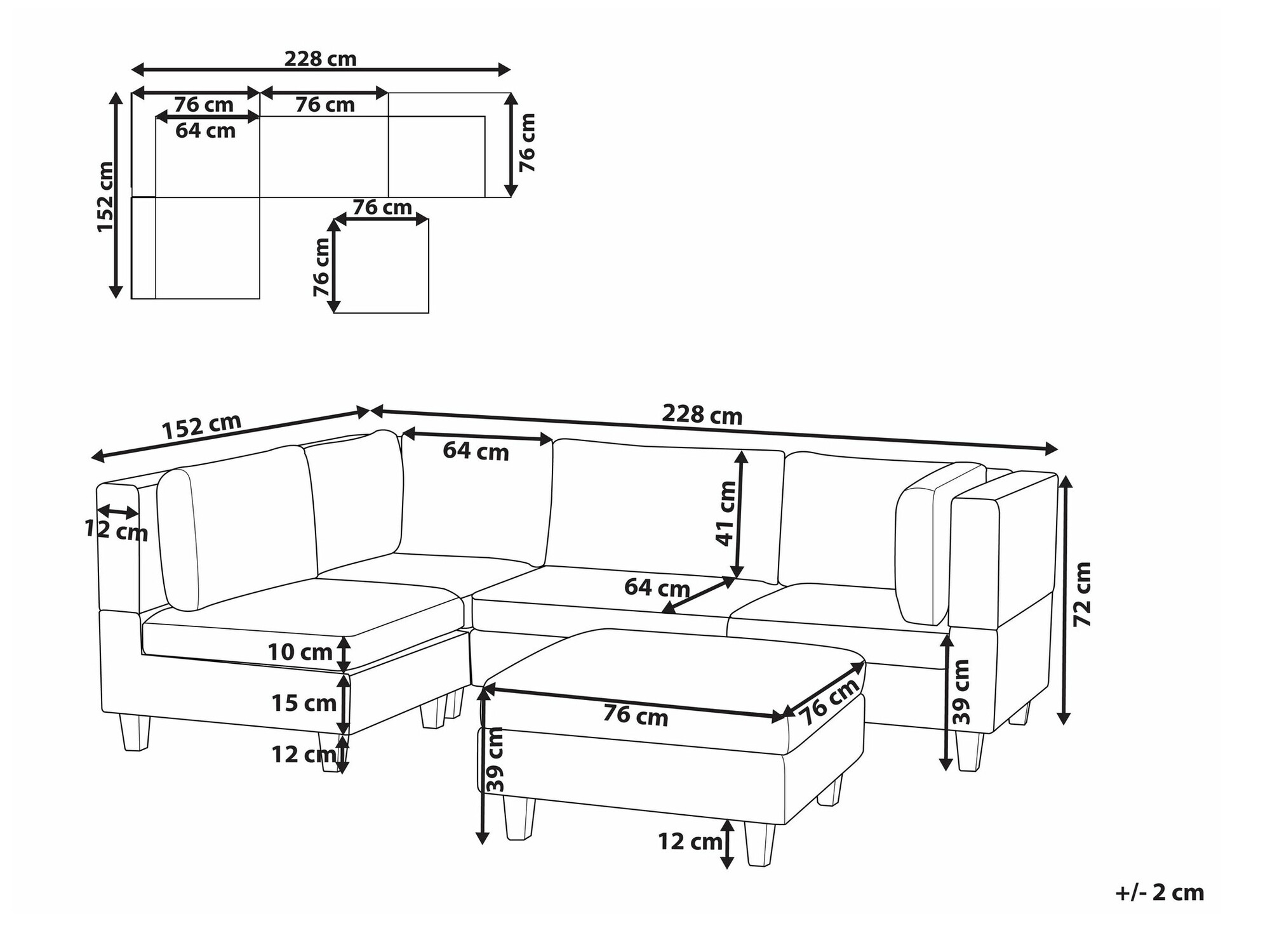 Модульный угловой диван Elbmeli 108 (Чёрный)