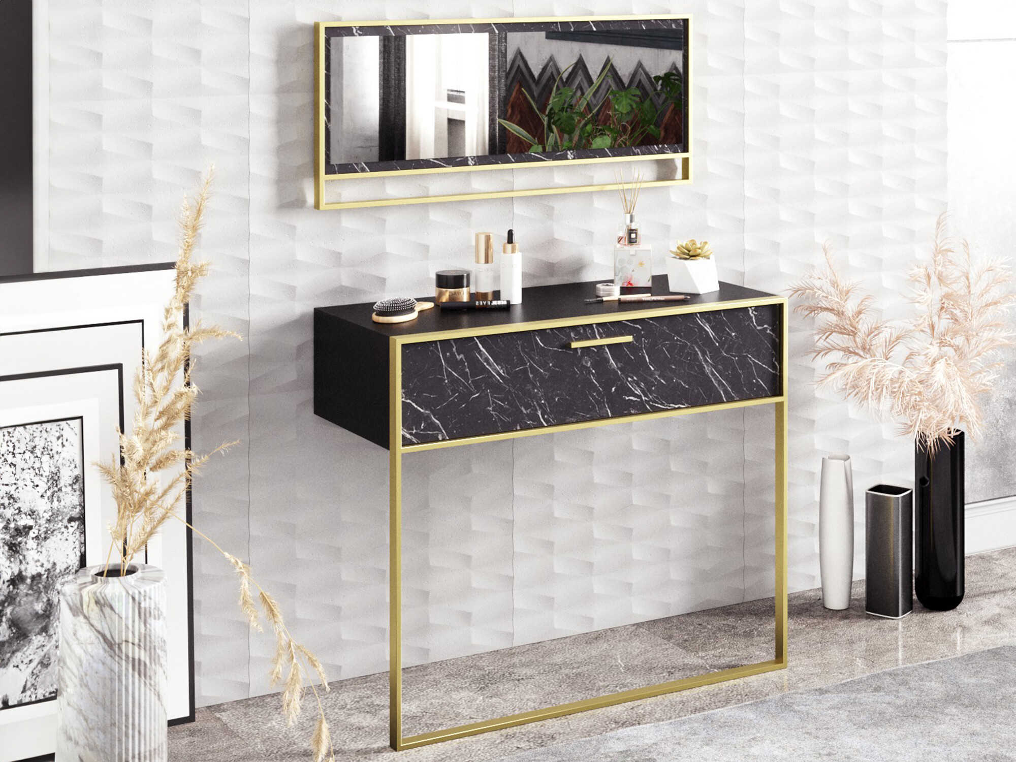 Консоль Kailua 907 (Чёрный + Черный мрамор)