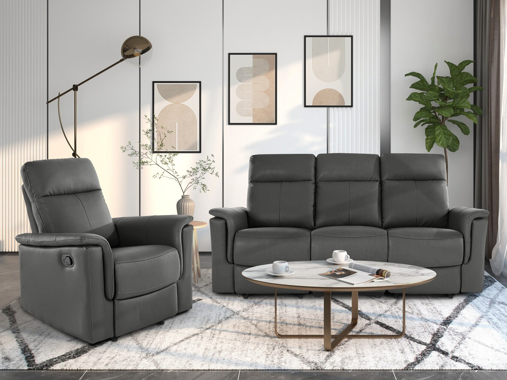 Krēsls reglainer Denton 1372 (Pelēks)