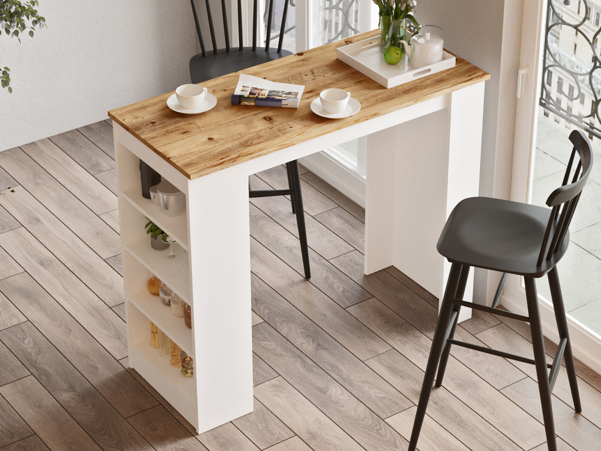 Барная стойка Kailua 477 (Белый + Сосна)