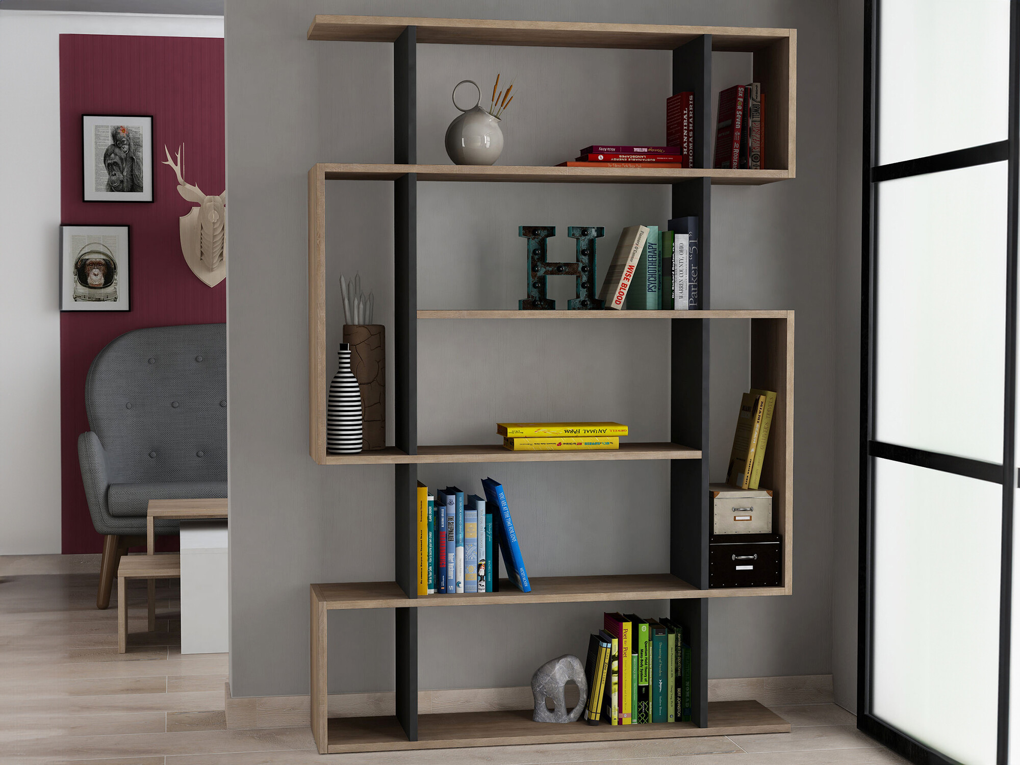 Plaukts Kailua 449 (Antracīts + Sonomas ozols)