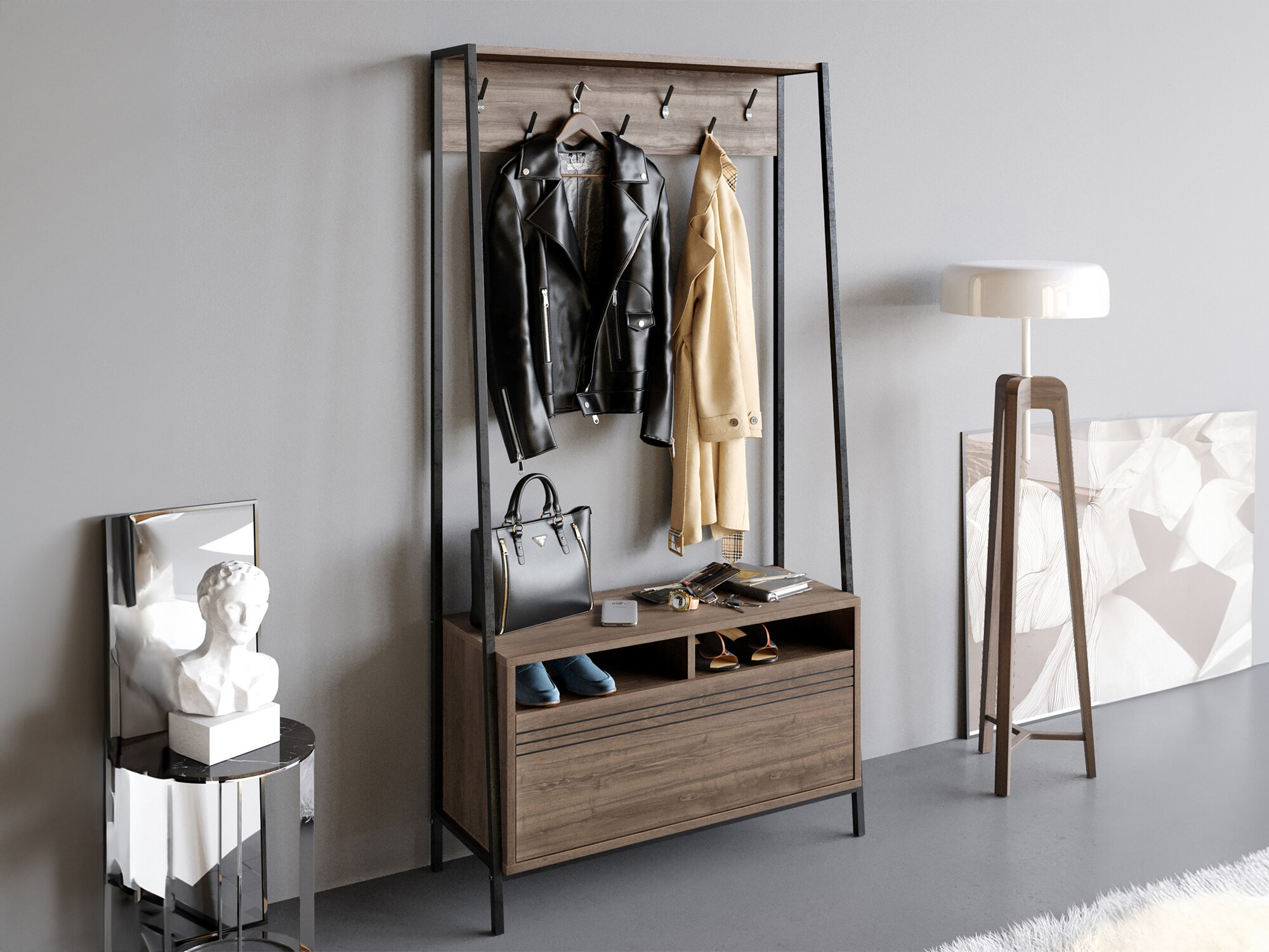 Прихожая Kailua 462 (Чёрный + Орех)