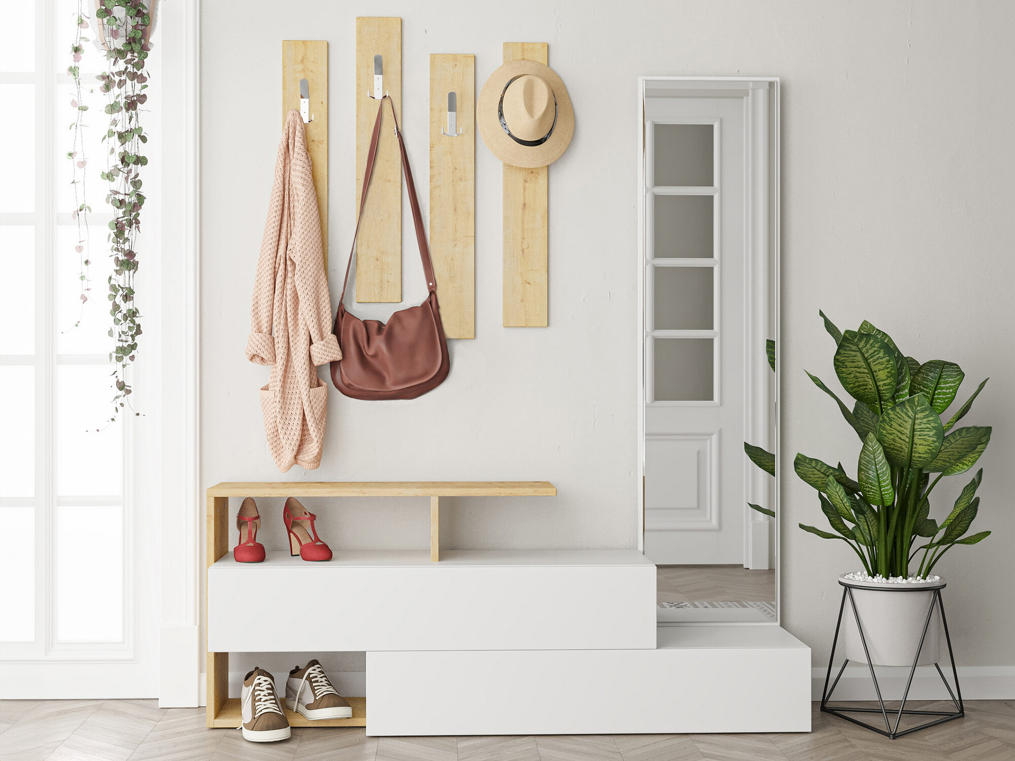 Прихожая Kailua 502 (Белый + Дуб)