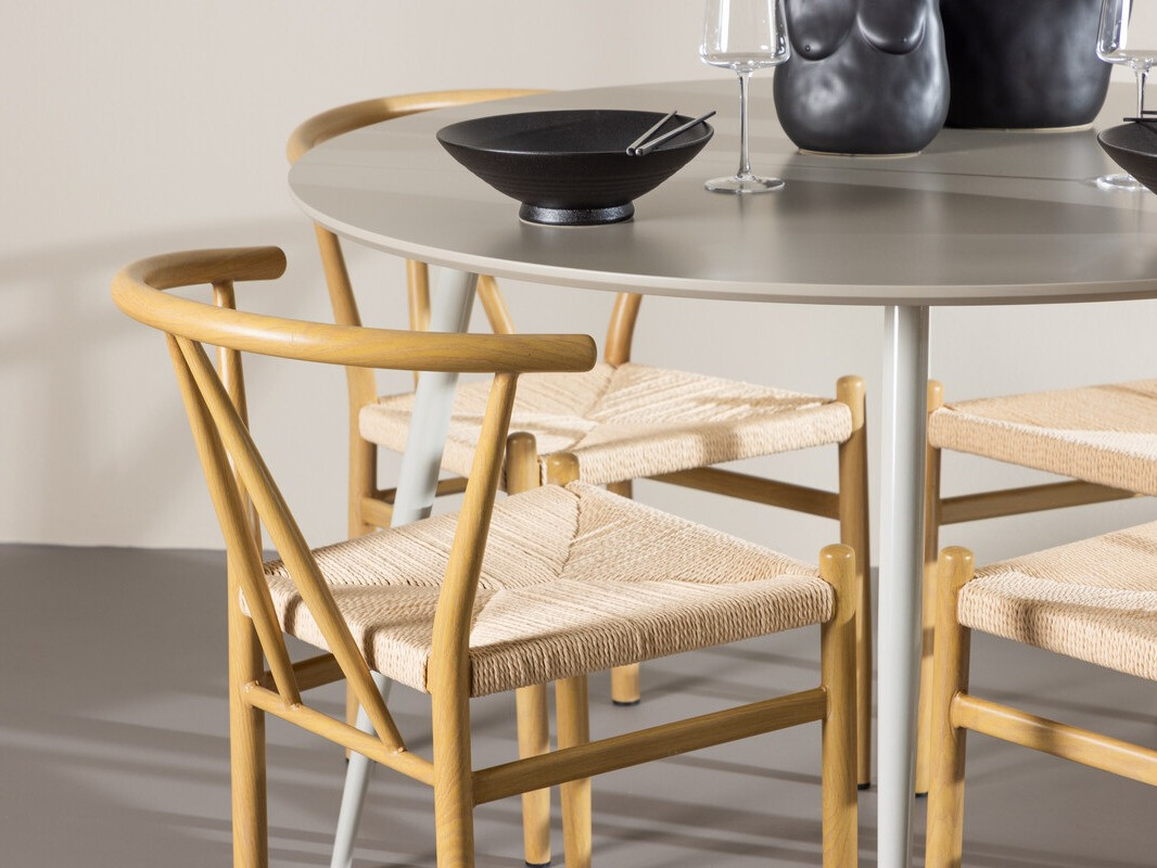 Ēdamistabas komplekts Dallas 4573 (Gaišs koks + Bēšs)