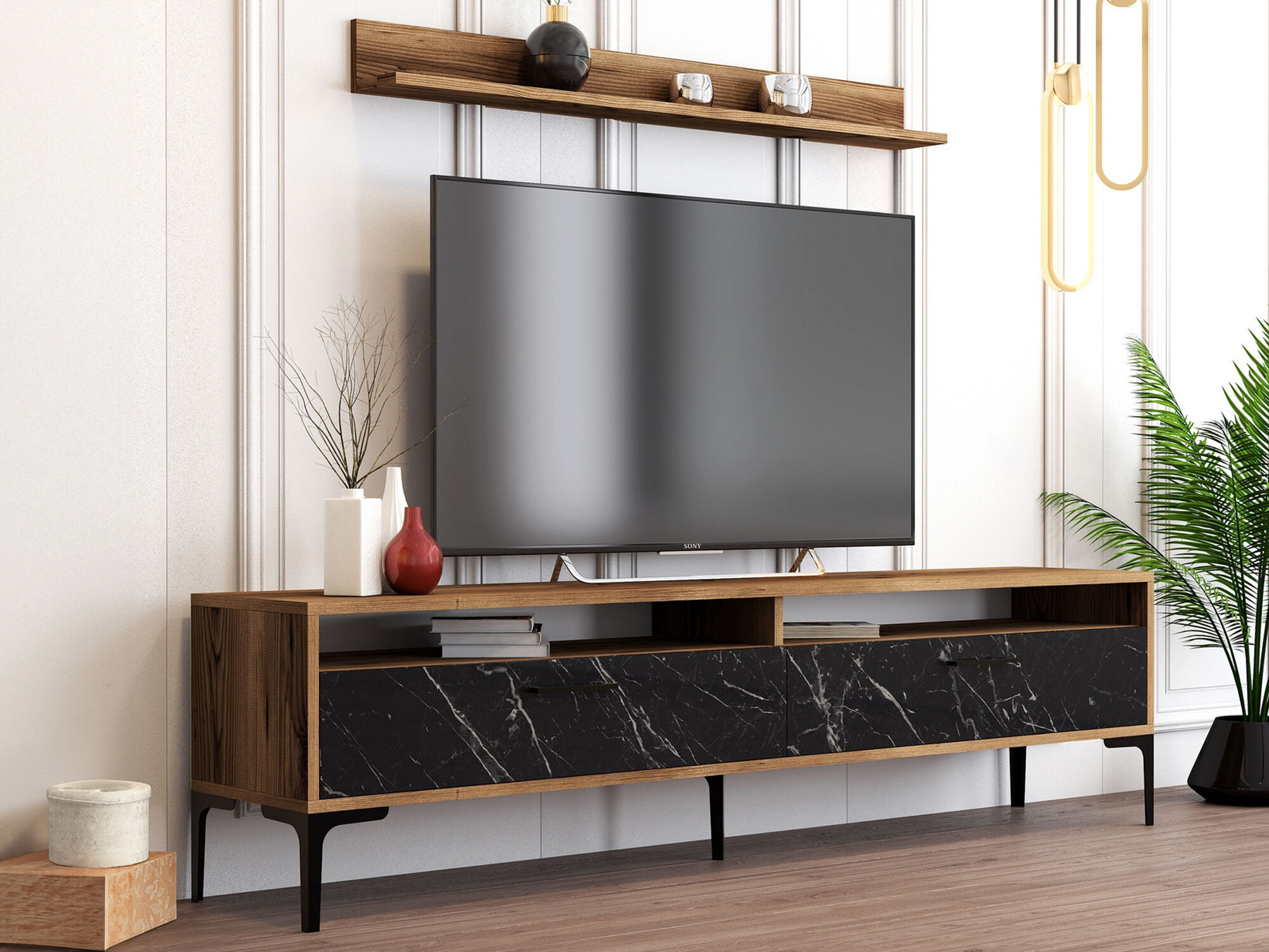 Набор для гостиной Kailua 857 (Грецкий орех + Черный мрамор)