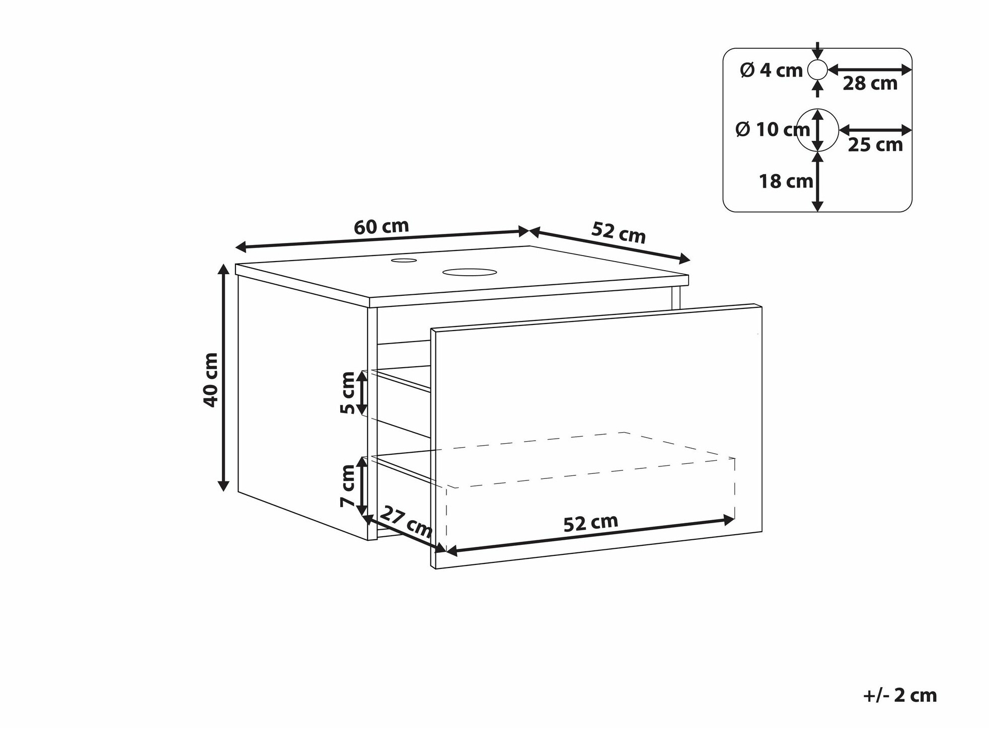 Piekarams vannas istabas skapītis izlietnei Berwyn 2253 (Balts)