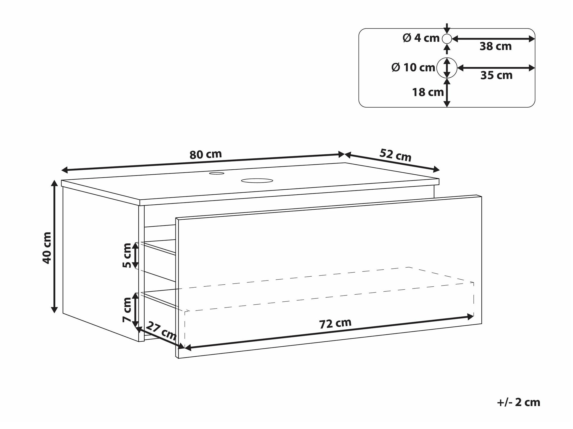 Piekarams vannas istabas skapītis izlietnei Berwyn 2254 (Melns)