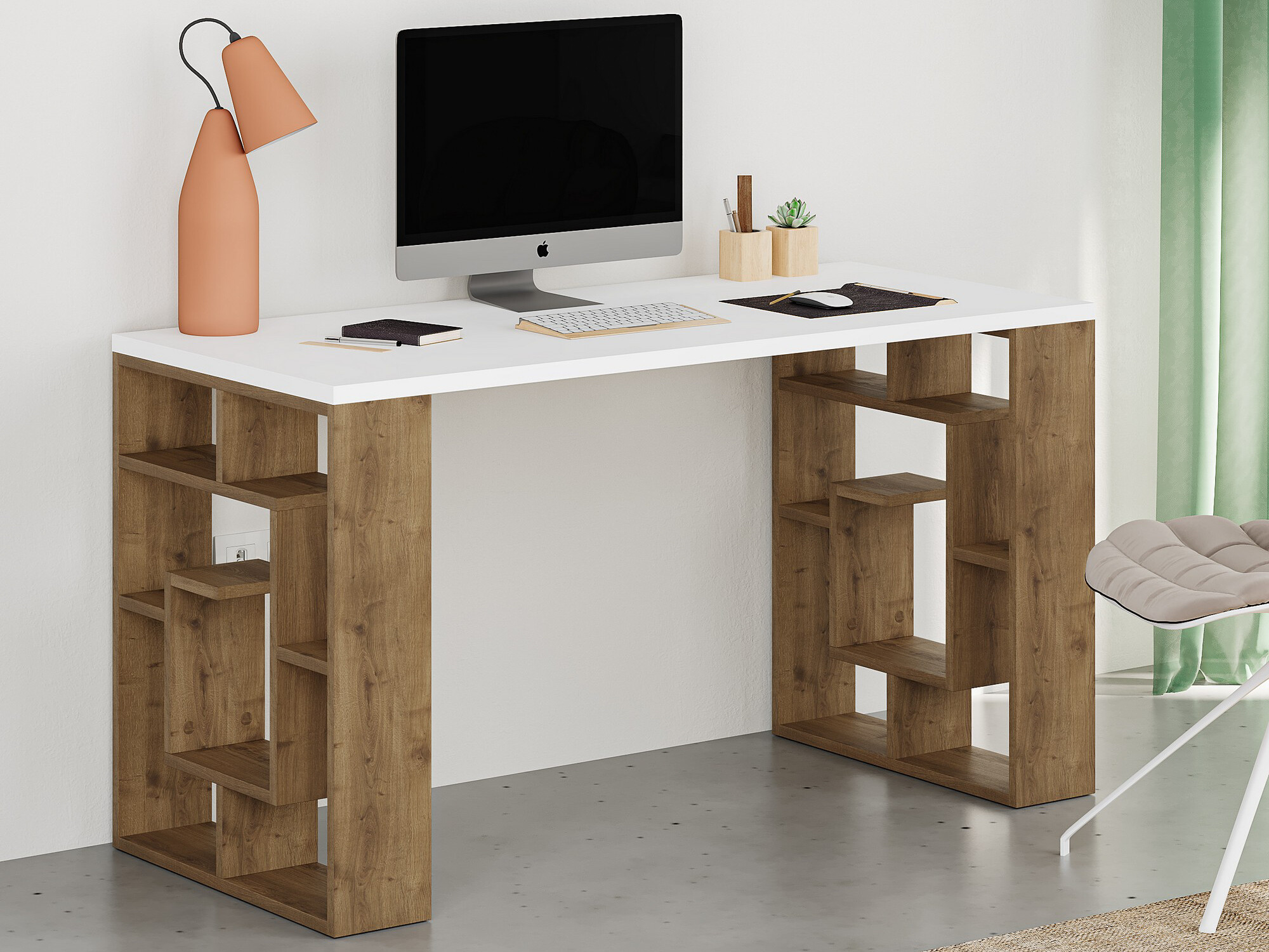 Rakstāmgalds Kailua 813 (Balts + Tumšs ozols)