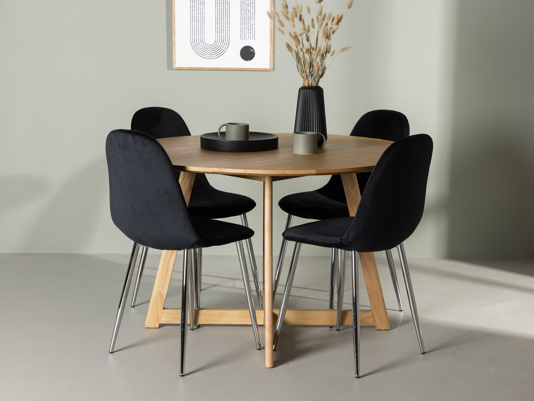 Ēdamistabas komplekts Dallas 4580 (Melns + Sudraba)