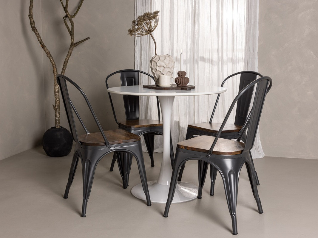 Ēdamistabas komplekts Dallas 4589 (Melns + Riekstkoks)