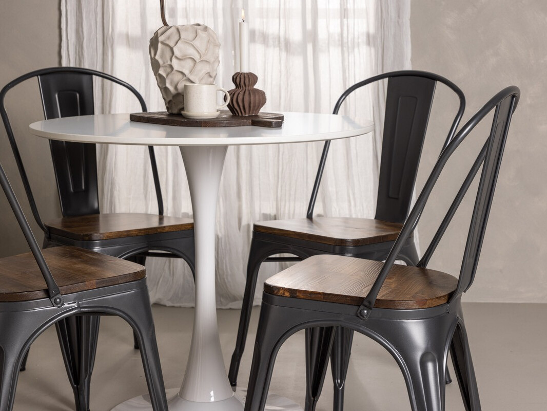 Ēdamistabas komplekts Dallas 4589 (Melns + Riekstkoks)