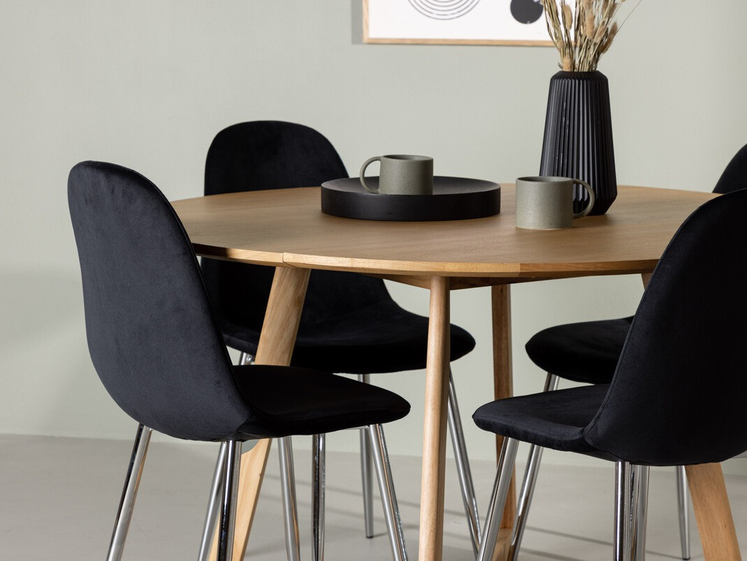 Обеденный гарнитур Dallas 4580 (Чёрный + Серебряный)