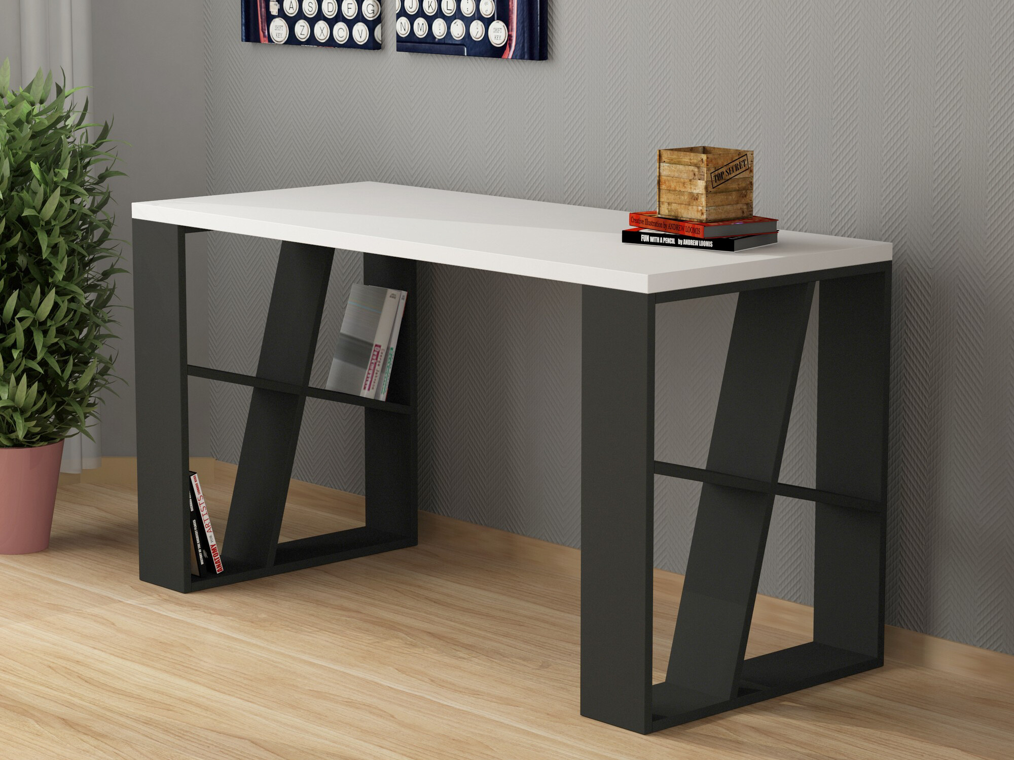 Письменный cтол Kailua 802 (Белый + Антрацит)