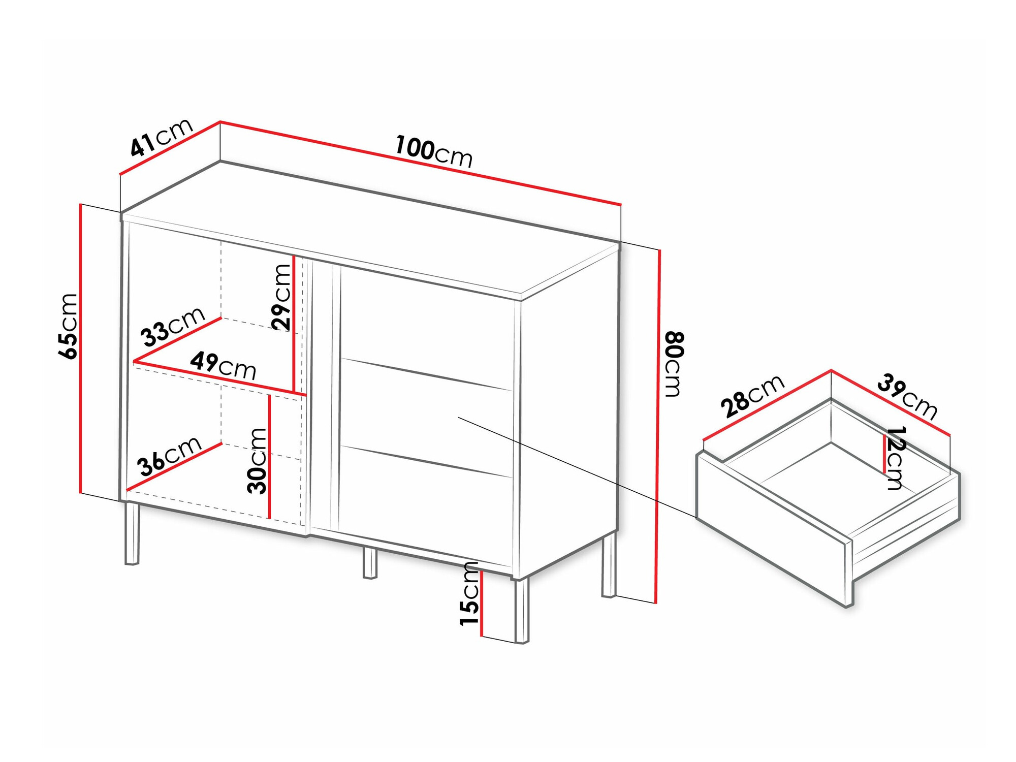 Kомод Lumiri 104 (Дуб + Чёрный)