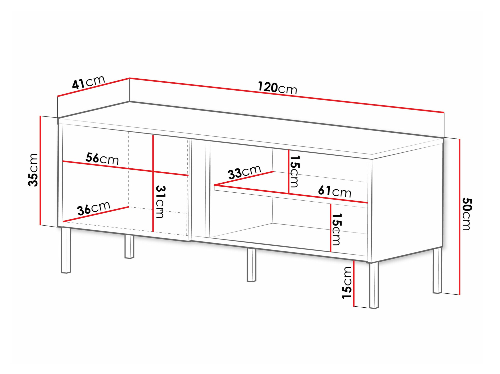 TV galds Lumiri 106 (Balts)