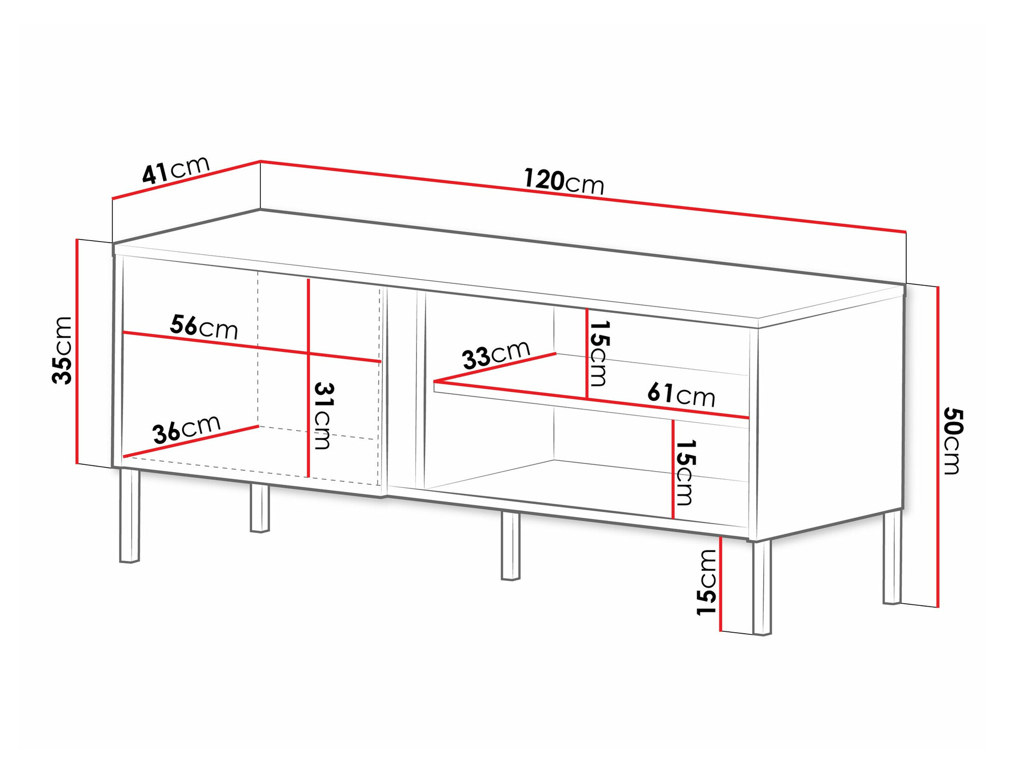 TV galds Lumiri 106 (Ozols + Melns)