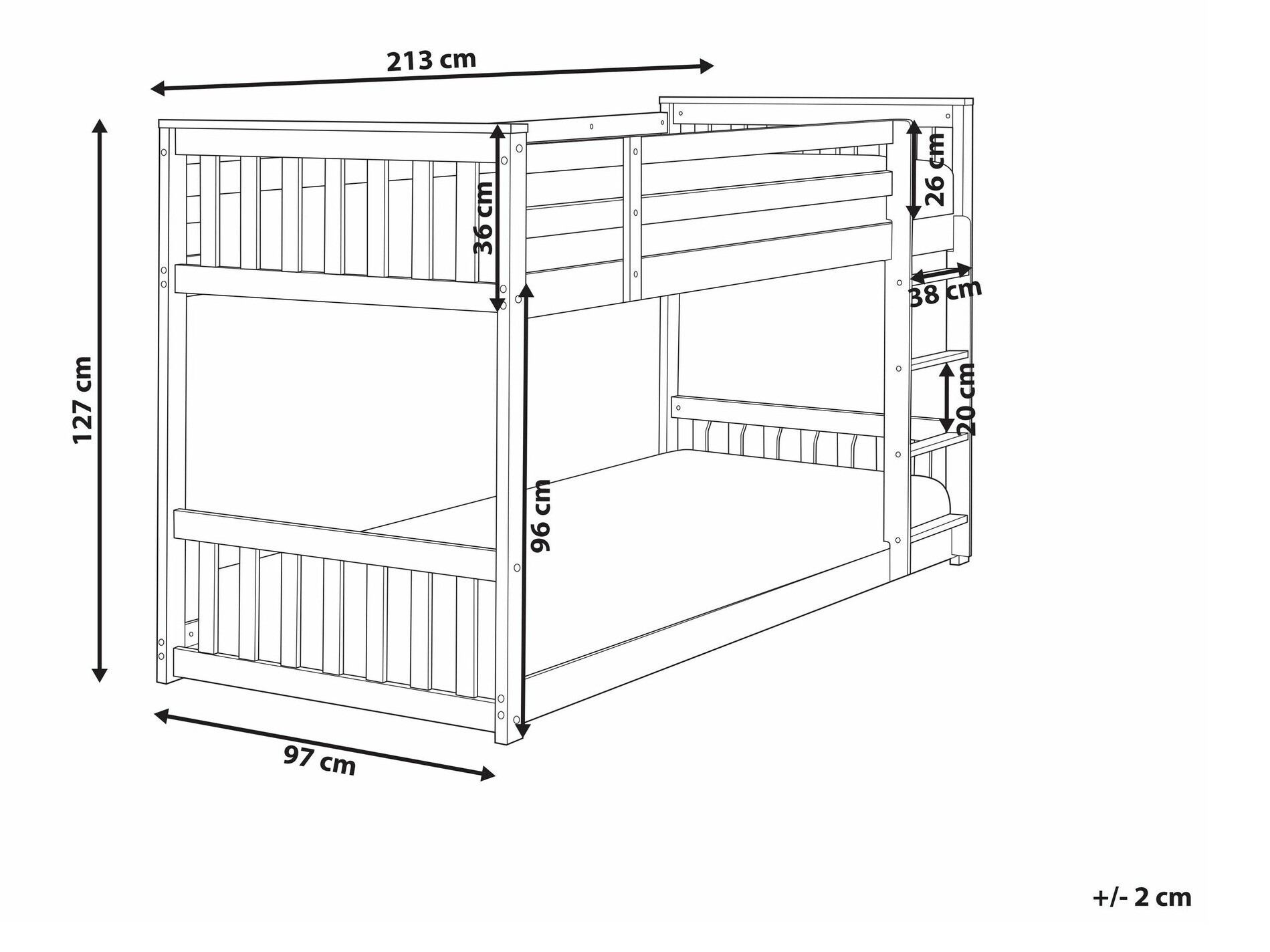 Divstāvu gulta Berwyn 2279 (Gaišs koks)