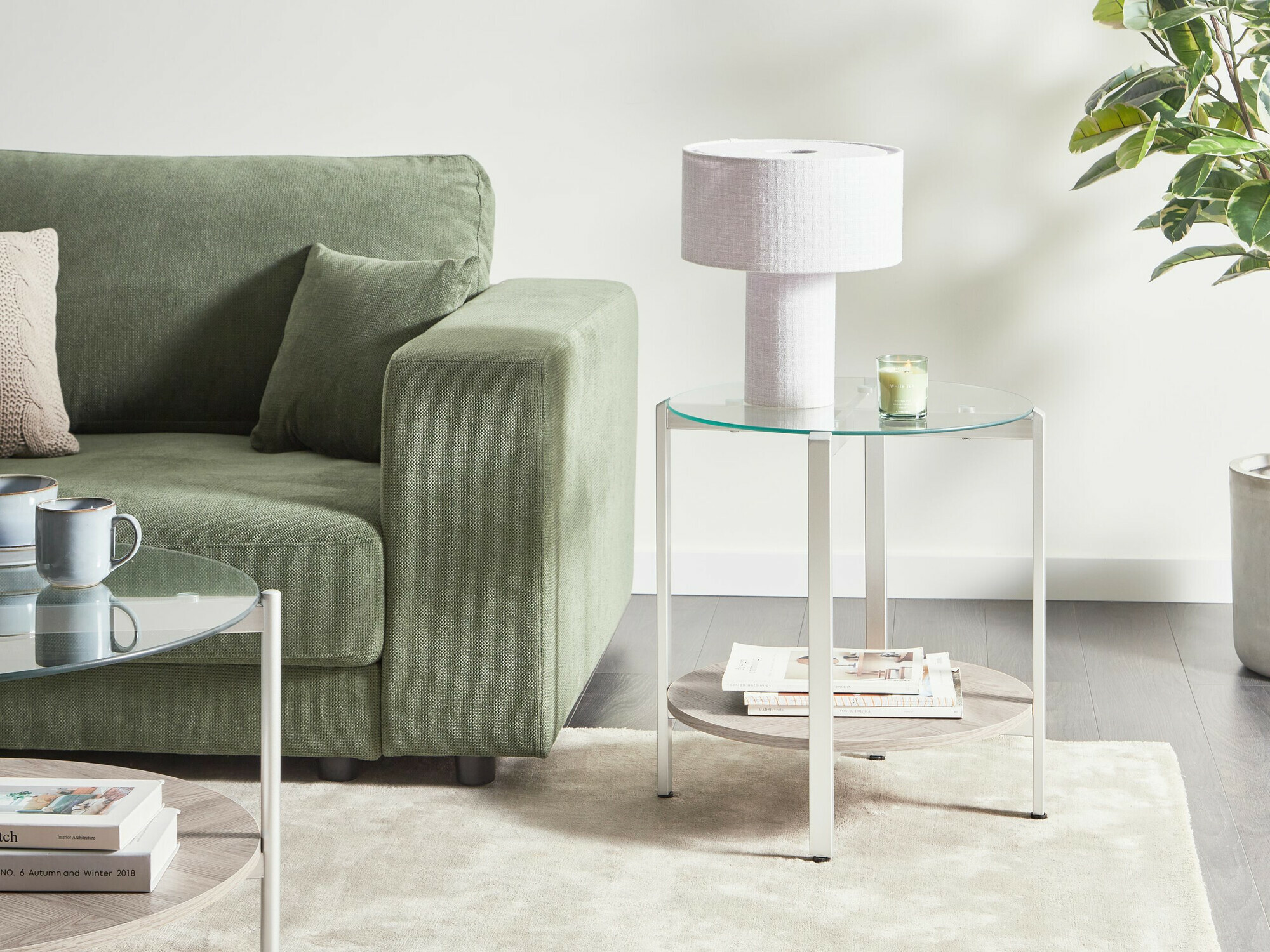 Кофейный столик Berwyn 2277 (Серебряный + Светлое дерево)