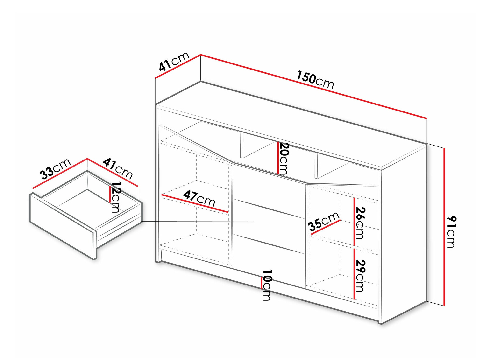 Kомод Tenreme 102 (Бежевый + Дуб)