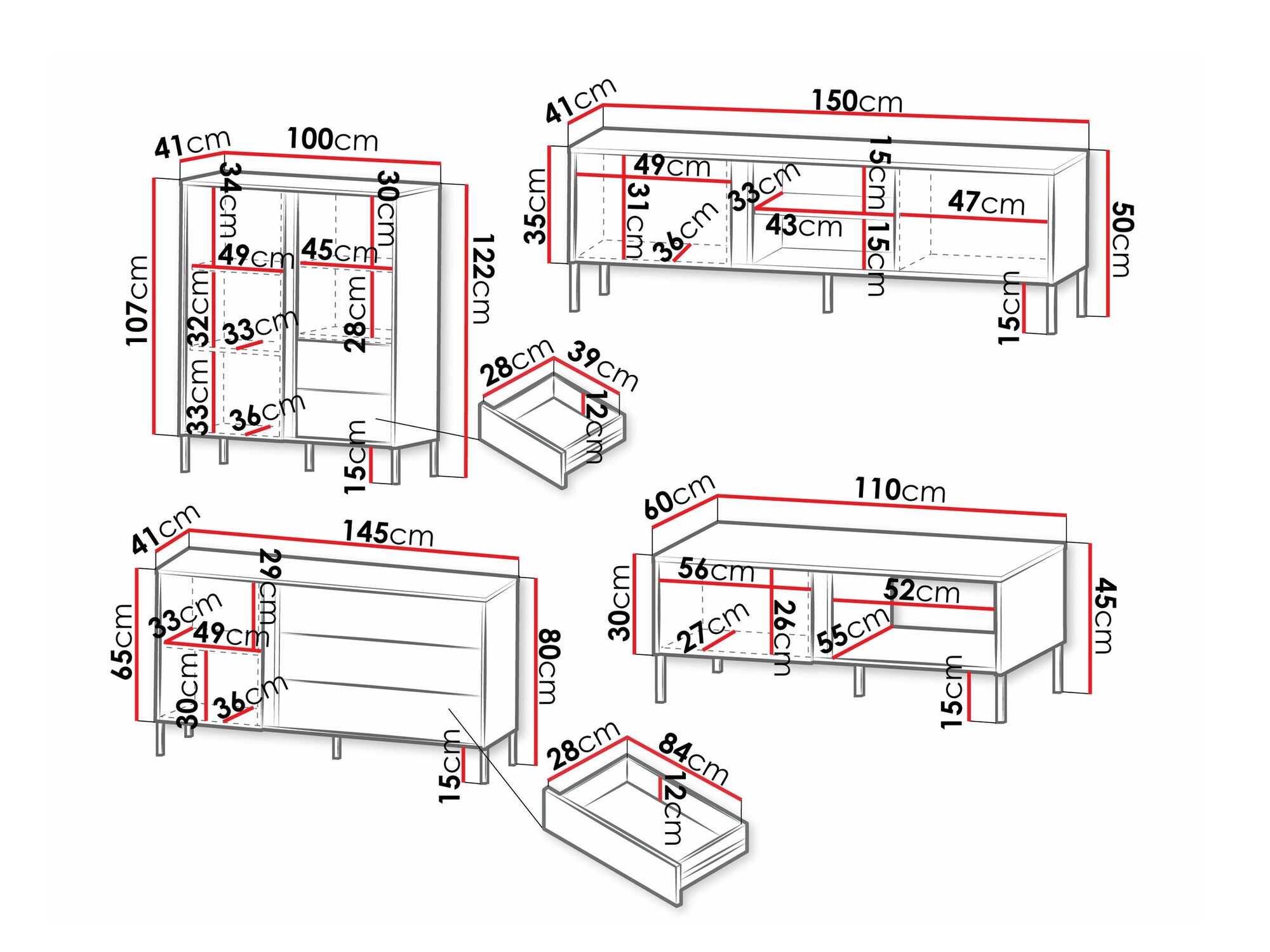 Набор для гостиной Lumiri 108 (Дуб + Чёрный)
