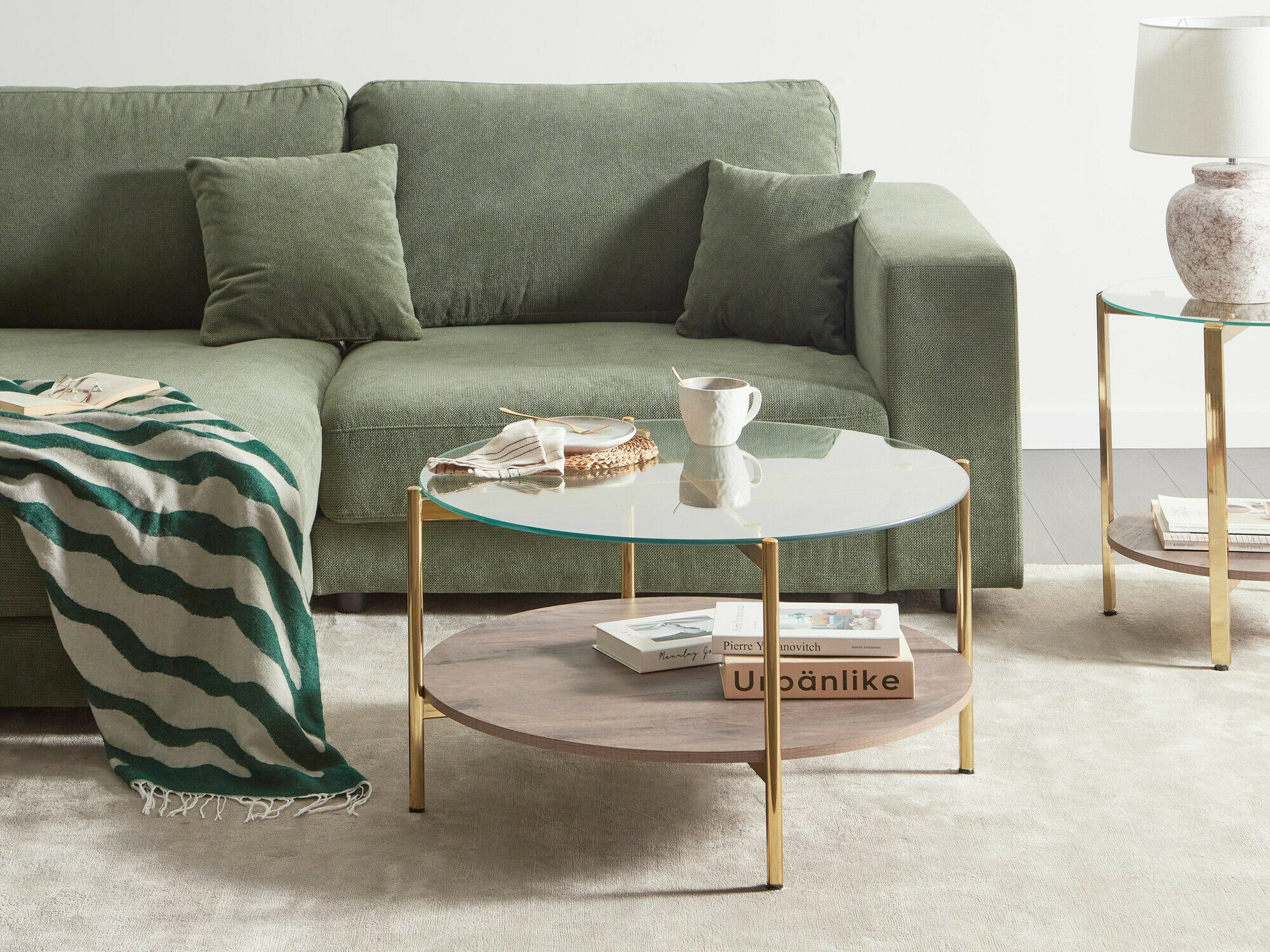 Журнальный столик Berwyn 2275 (Золотой + Темное дерево)