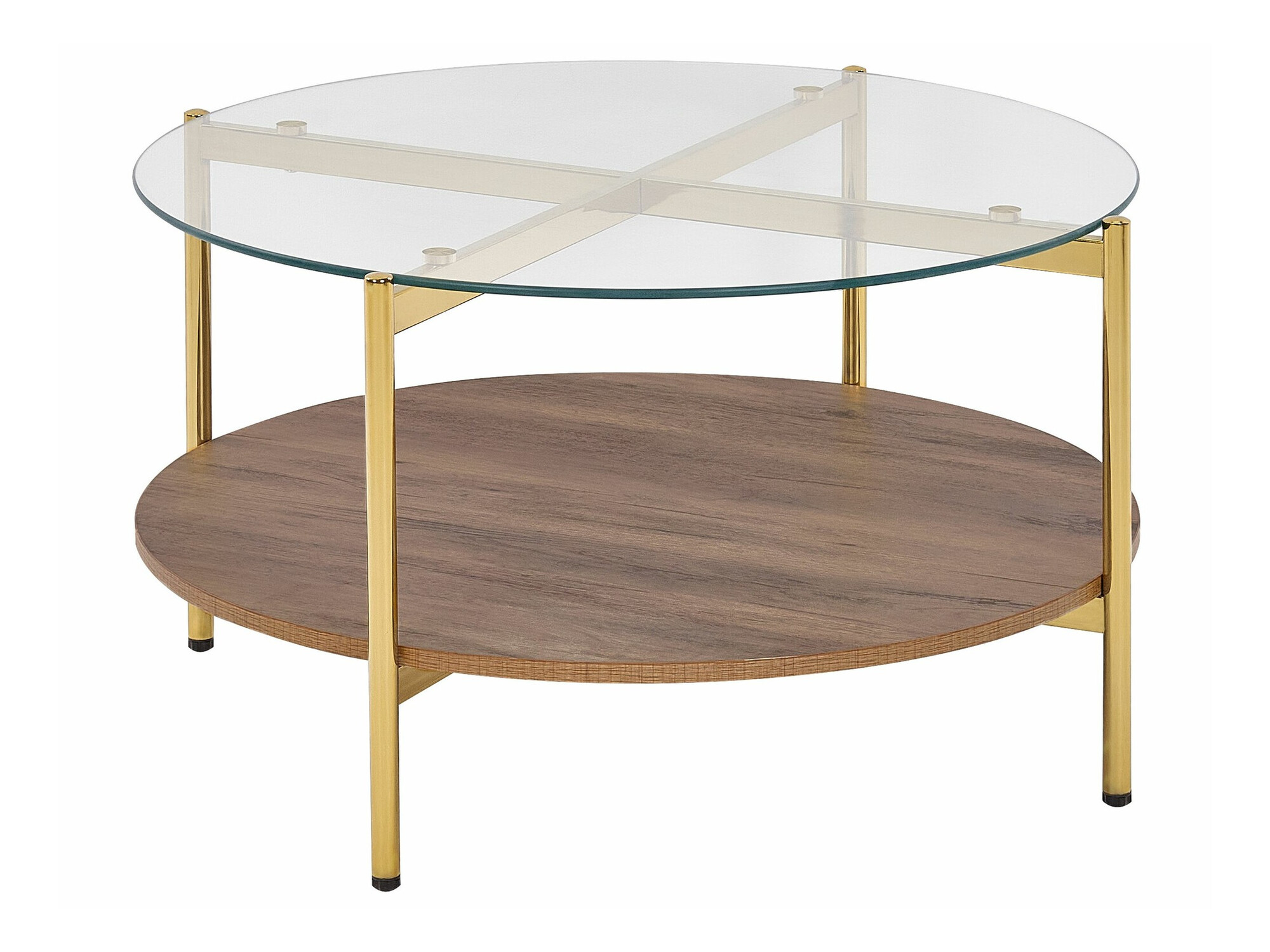 Žurnālu galdiņš Berwyn 2275 (Zelta + Tumšs koks)