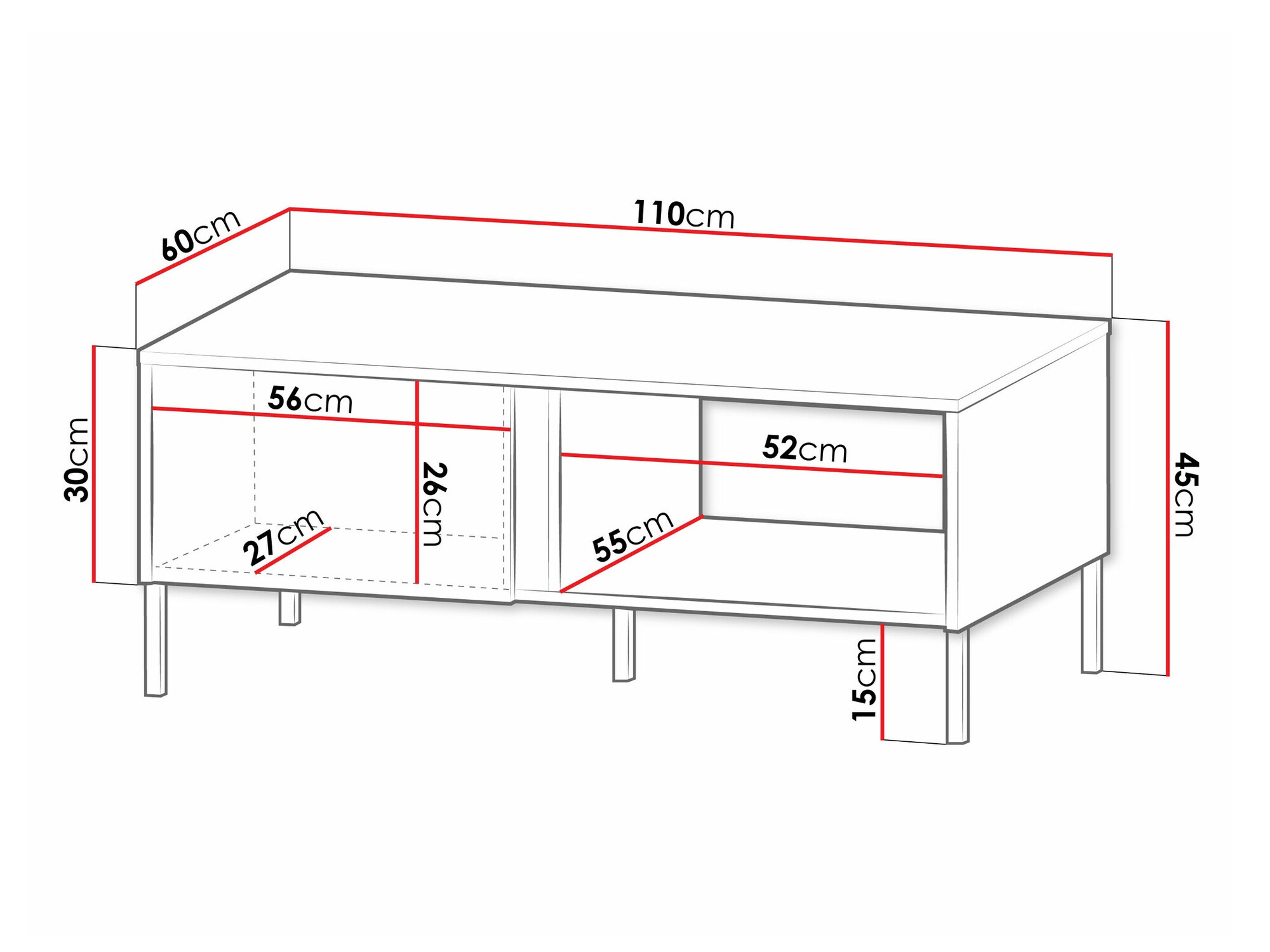 Žurnālu galdiņš Lumiri 107 (Balts)