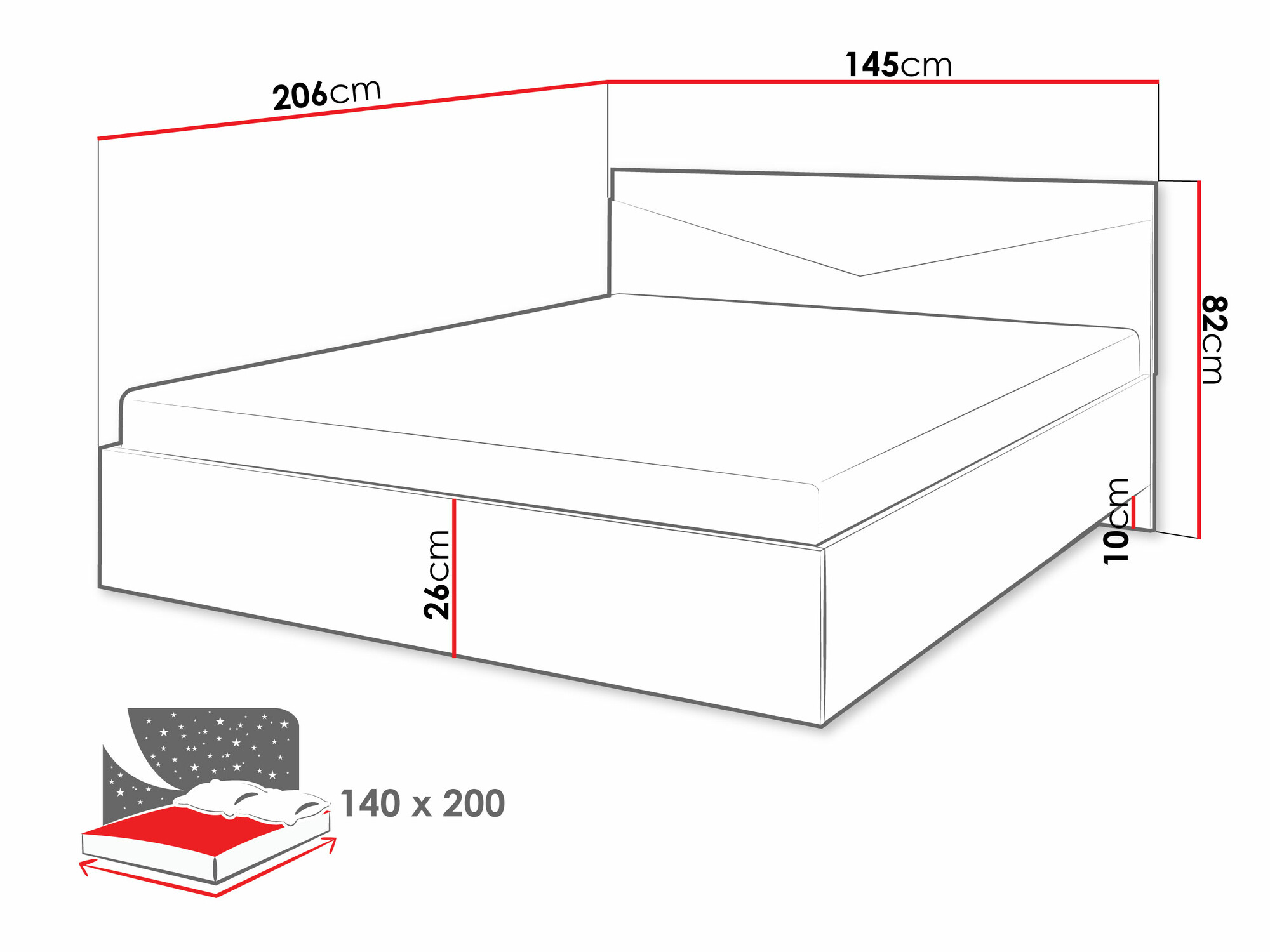 Gulta Tenreme 107 (Ozols + Melns)