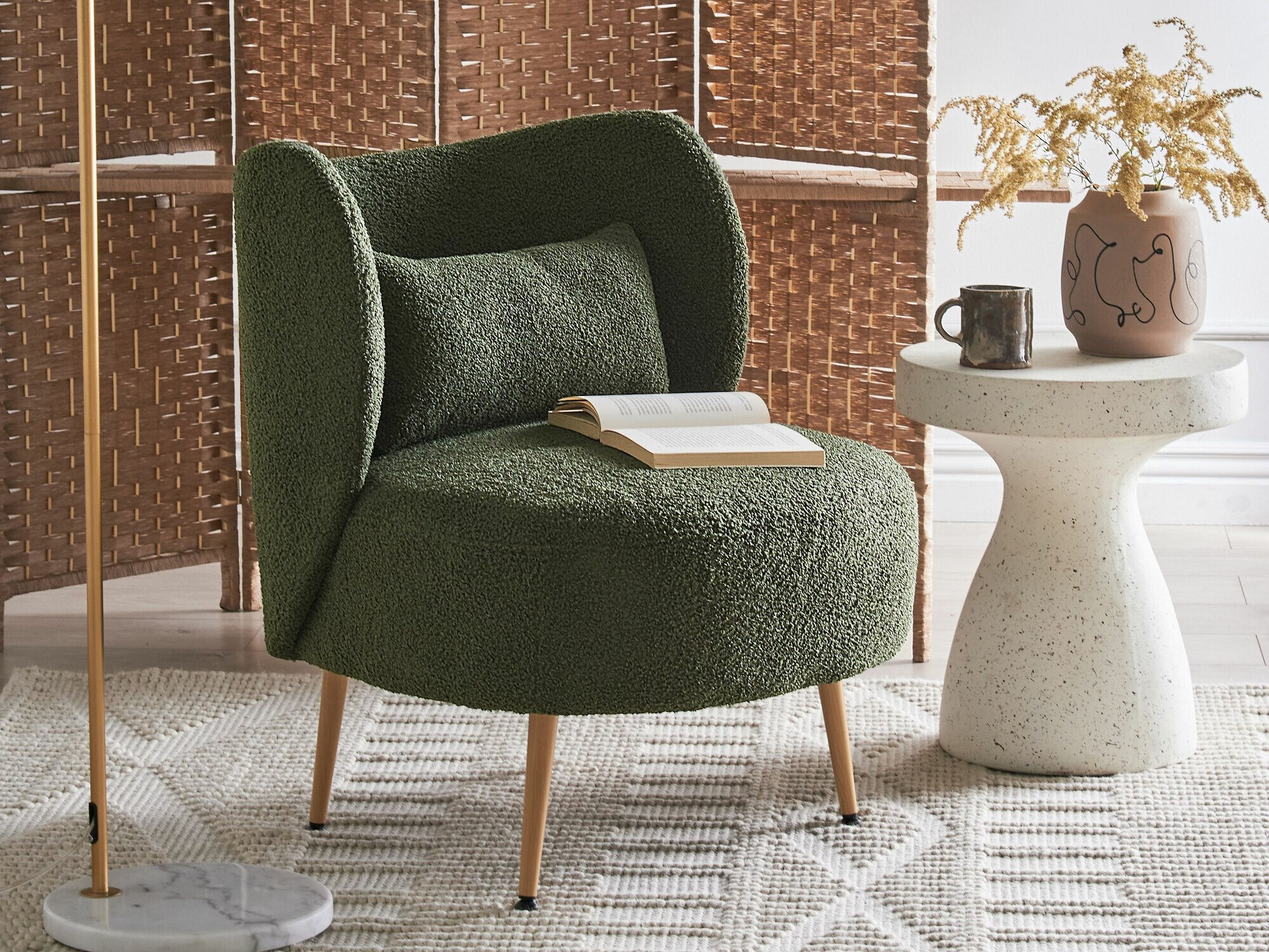 Кресло Berwyn 570 (Темно-зеленый + Светлое дерево)