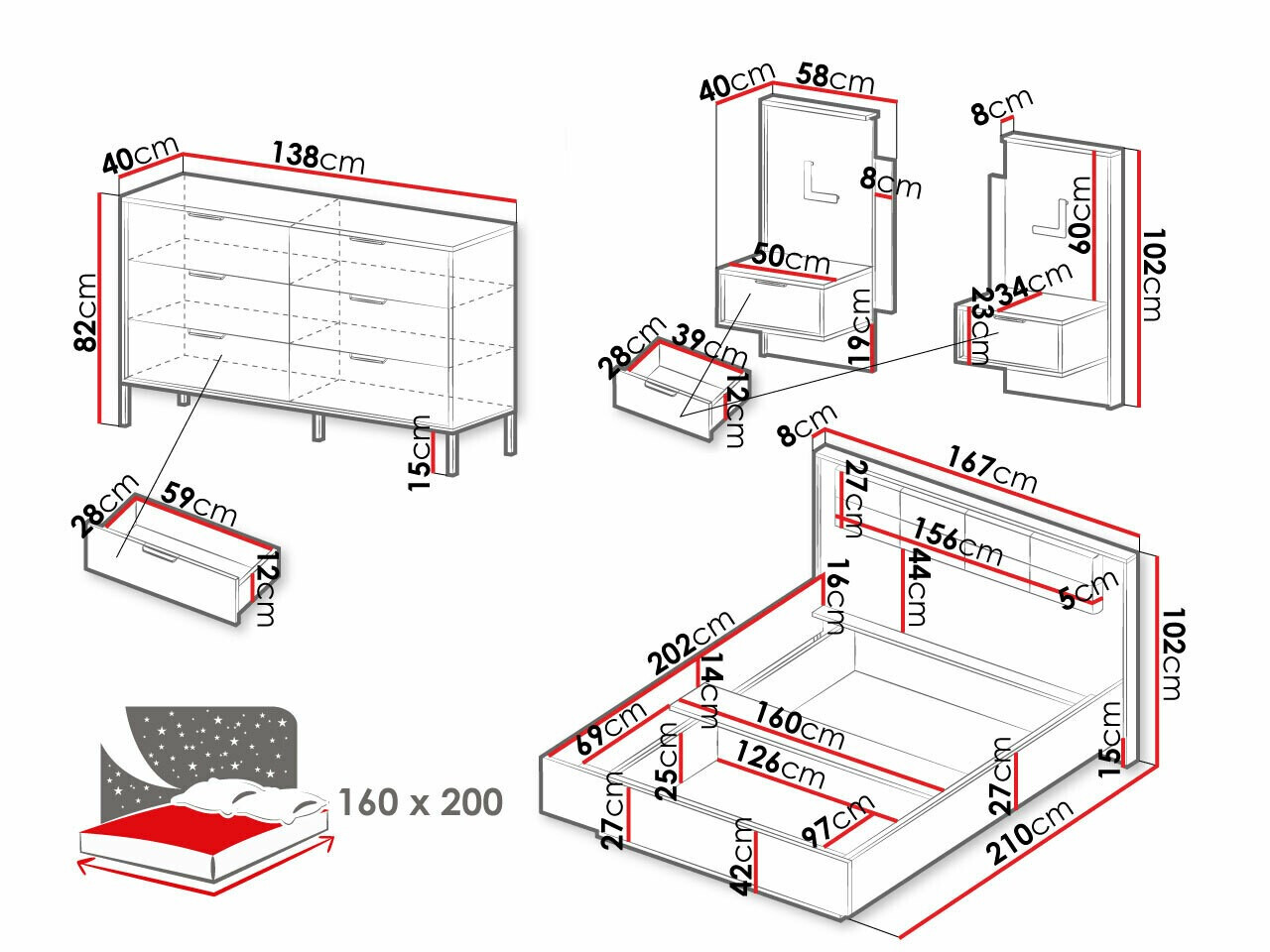 Guļamistabas komplekts Flodale 104