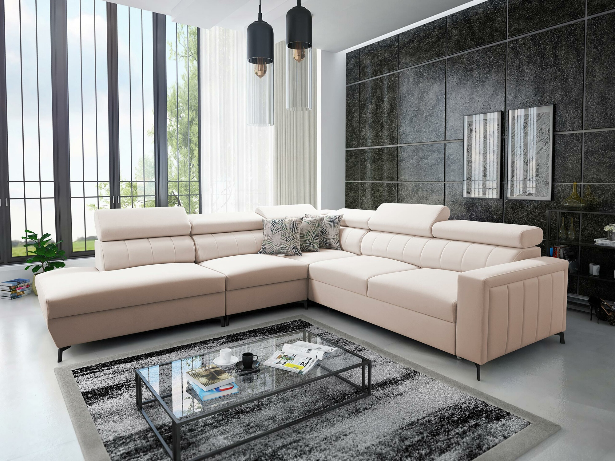 Stūra dīvāns Sarasota 156 (Mono 231 + Botanical 36)