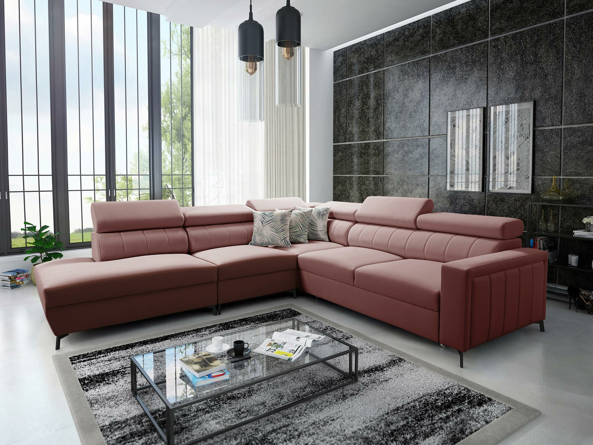 Stūra dīvāns Sarasota 156 (Mono 235 + Botanical 36)