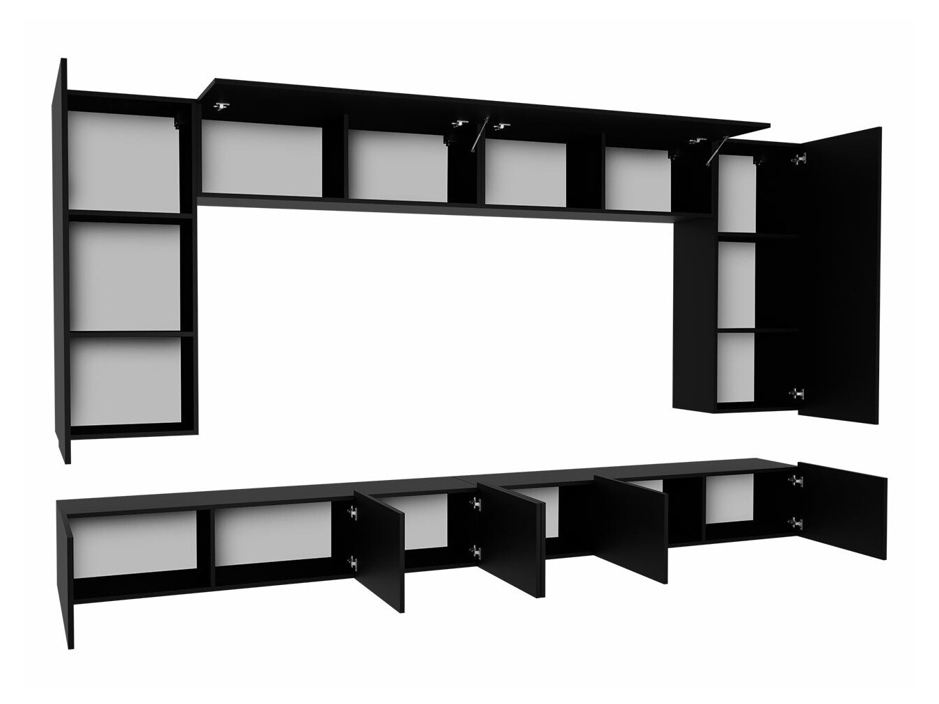 Viesistabas komplekts Tivdalu 135 (Melns + Glancēts melns + Balts + Glancēts balts)