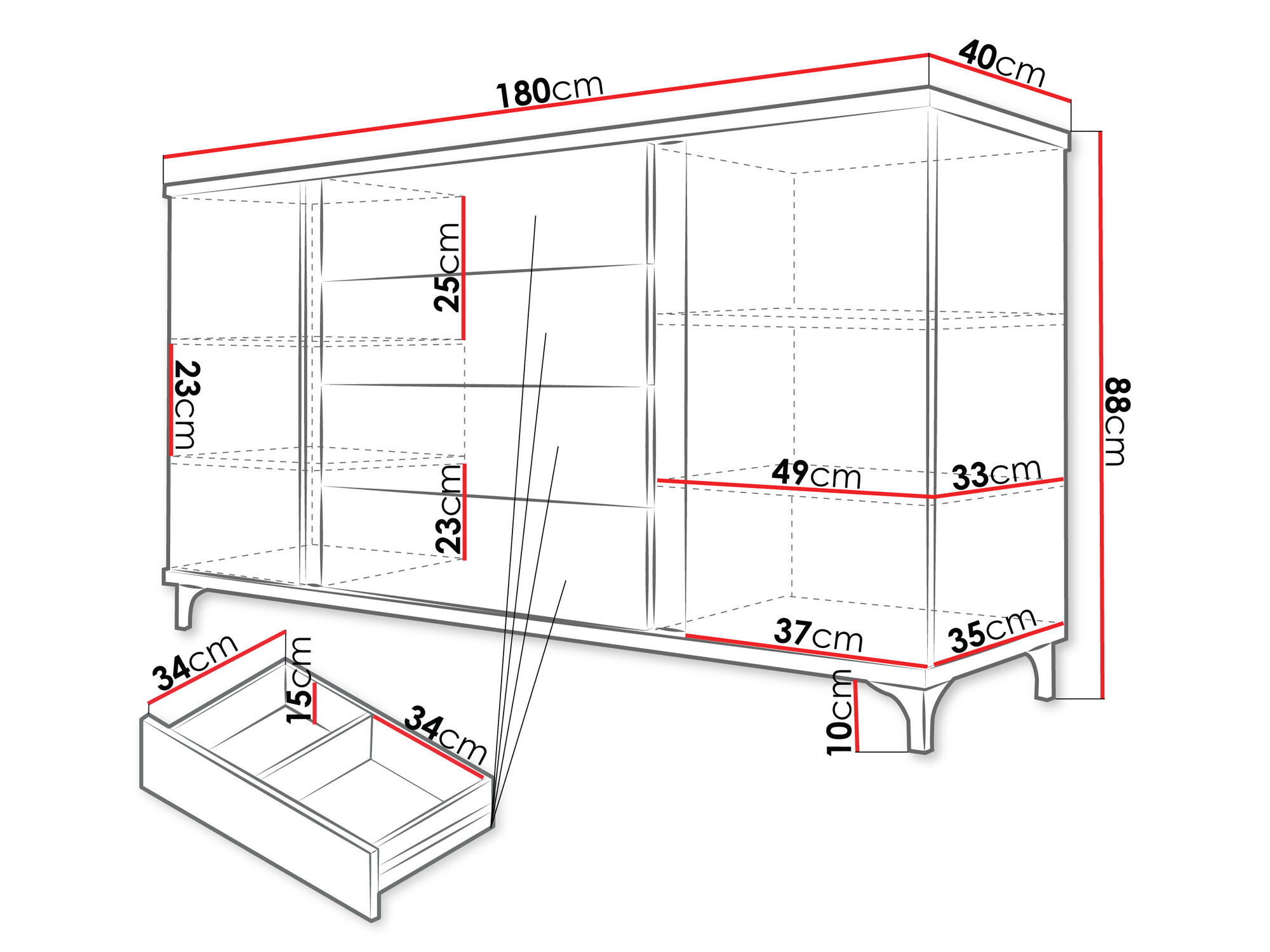 Kомод Livseri 103 (Белый + Глянцевый белый)
