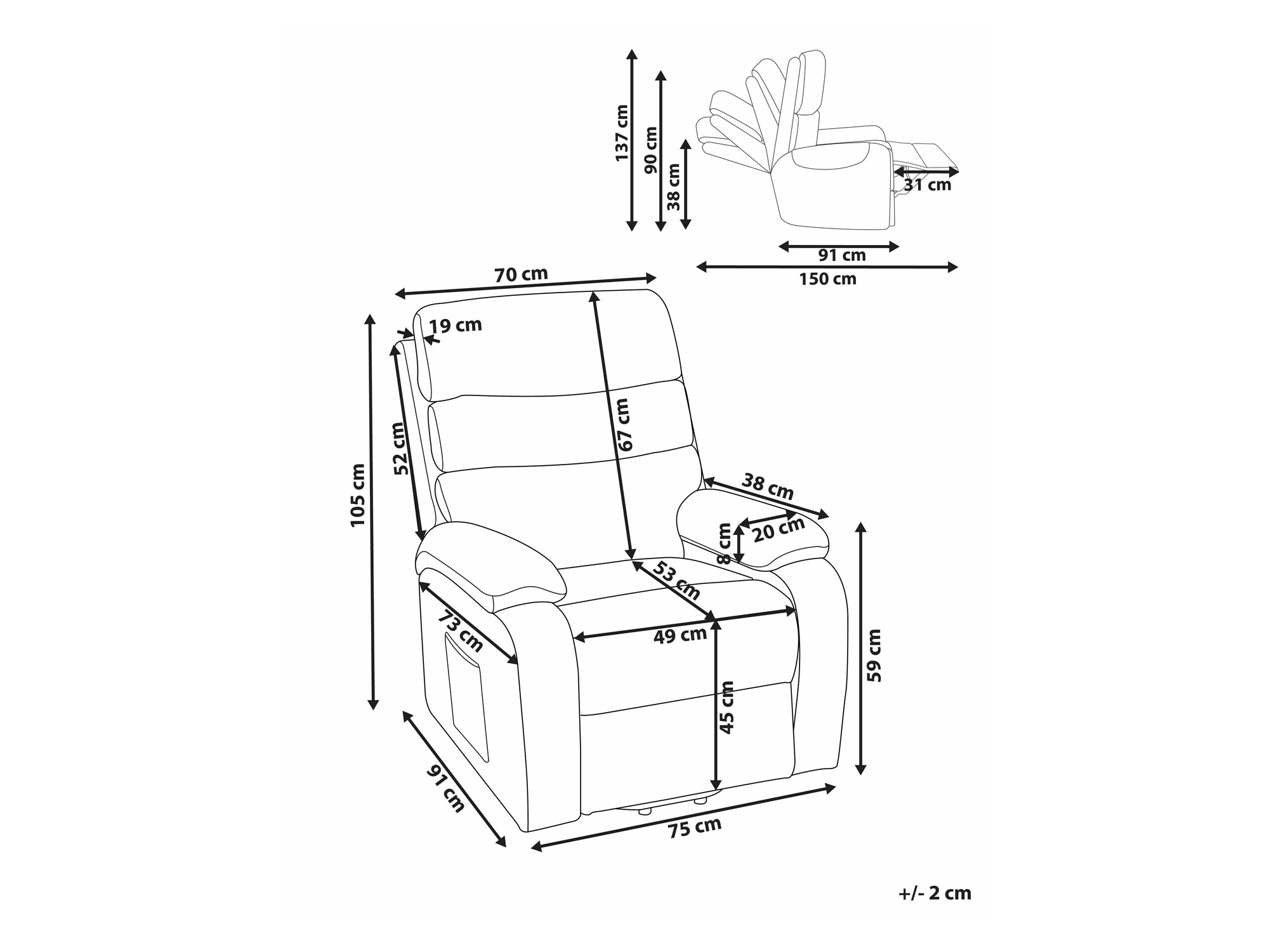 Krēsls reglainer Berwyn 2299 (Bēšs)