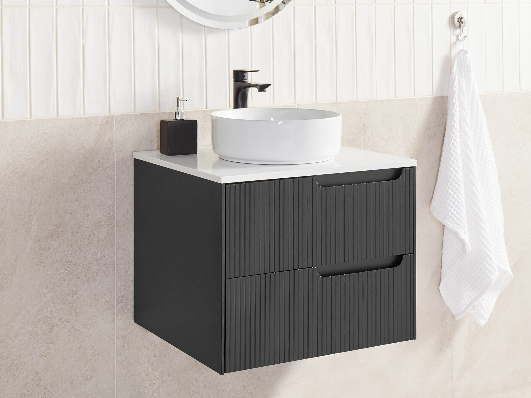 Piekarams vannas istabas skapītis izlietnei Berwyn 2305 (Melns)