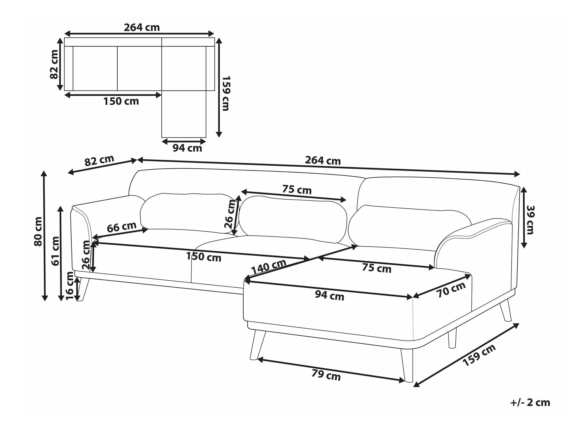 Stūra dīvāns Berwyn 1747 (Gaiši brūns)