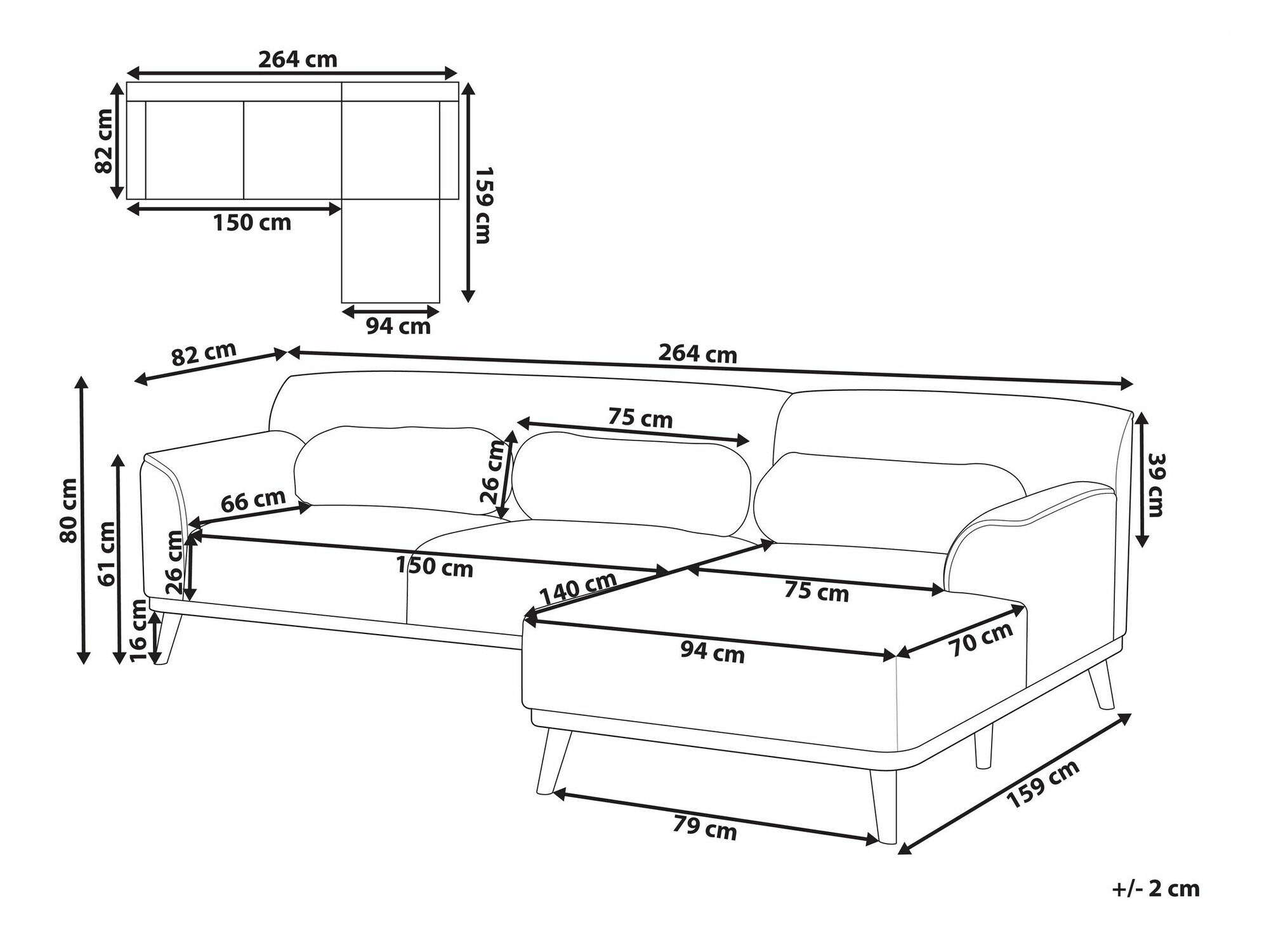 Угловой диван Berwyn 1747 (Белый)